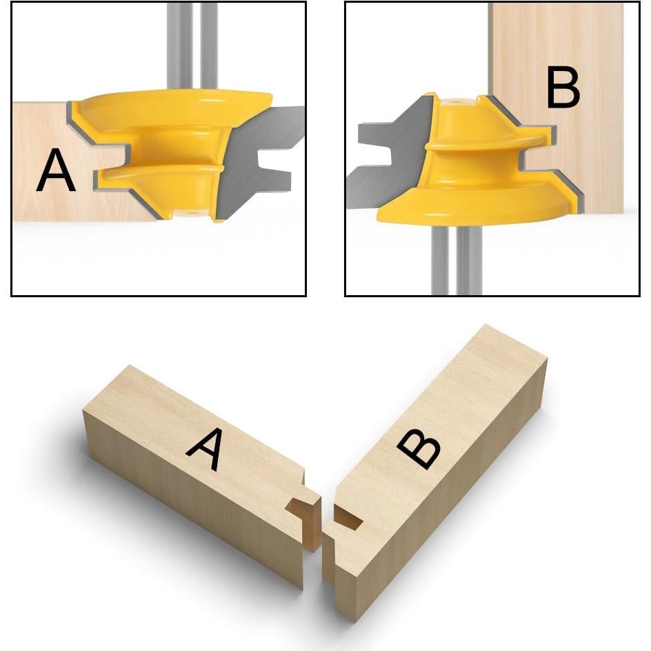 Fresa de Miter de Bloqueo 45 Grados JGZUI 3.49 cm Mango 1/2"