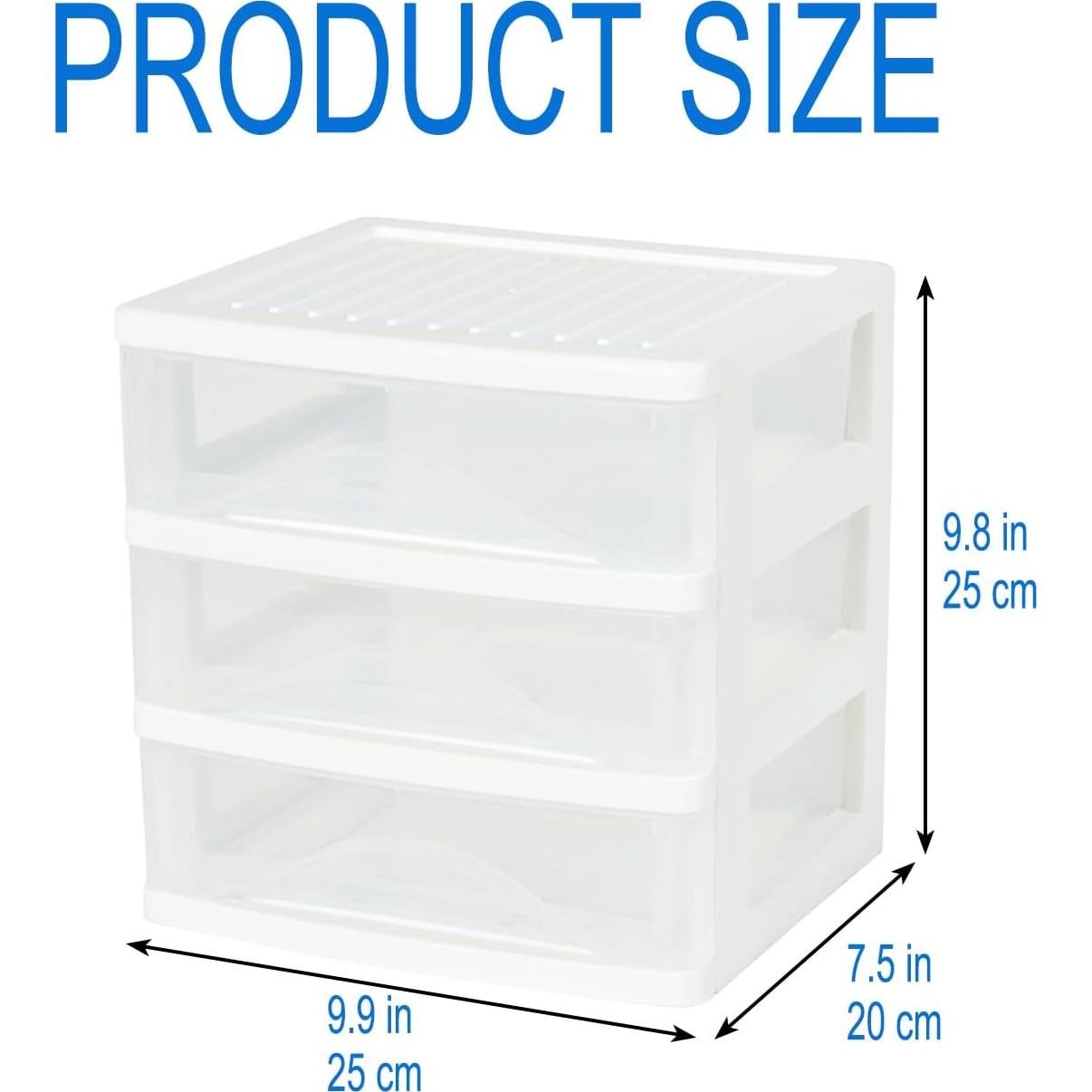 BYCY Plastic Stackable Storage 3 Drawers, White Bathroom Makeup Organizer with Wide Clear Drawers Tabletop Drawer Organizer for Desk,Countertop at Home, Office, School