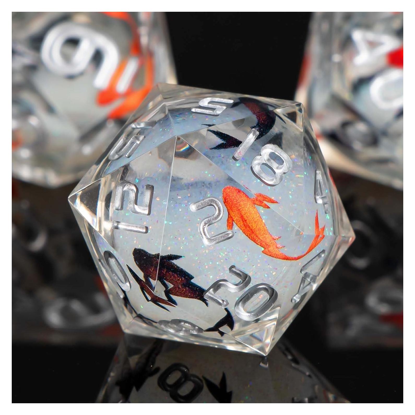 Conjunto de Dados de Resina KERWELLSI 7 Piezas D&D con Estuche