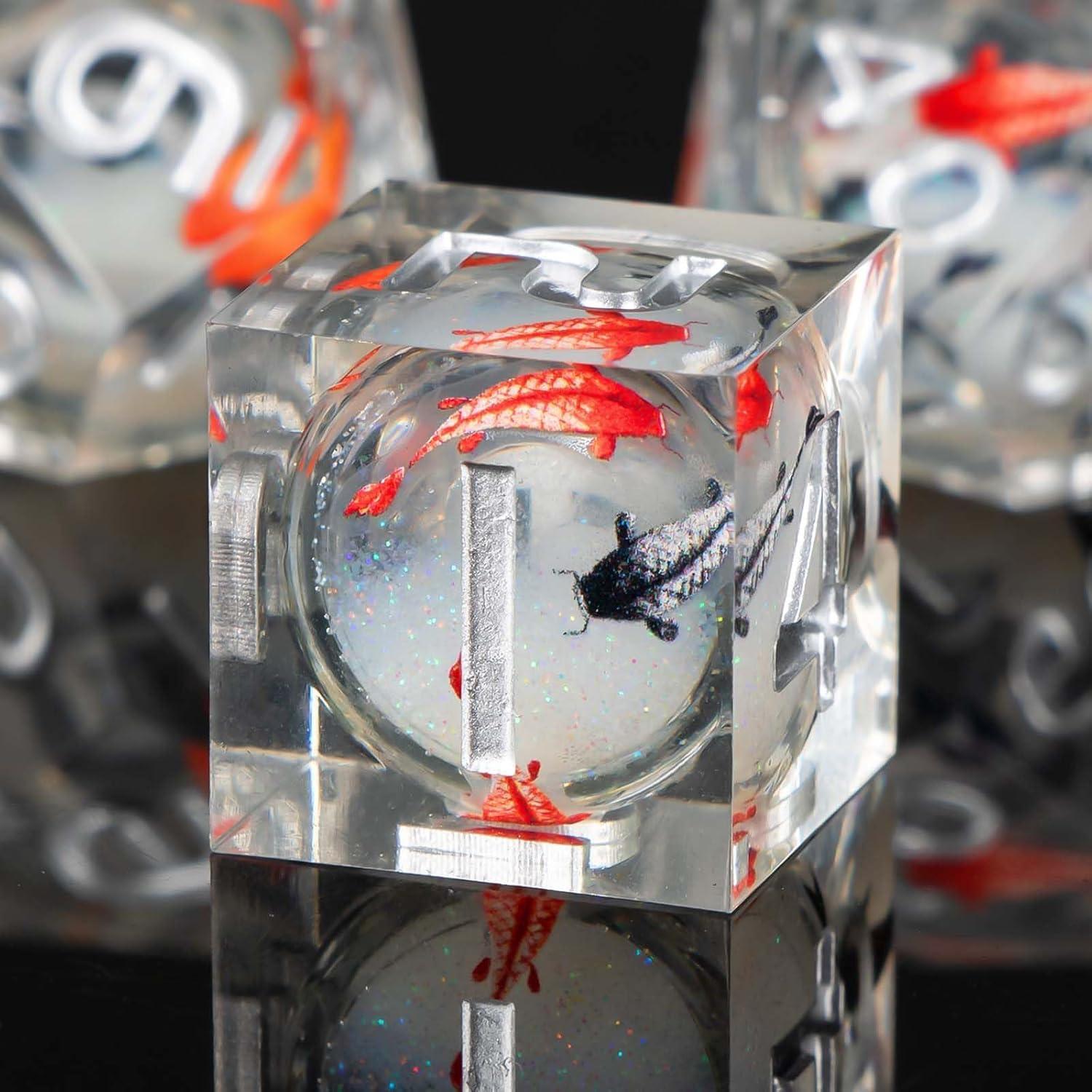 Conjunto de Dados de Resina KERWELLSI 7 Piezas D&D con Estuche