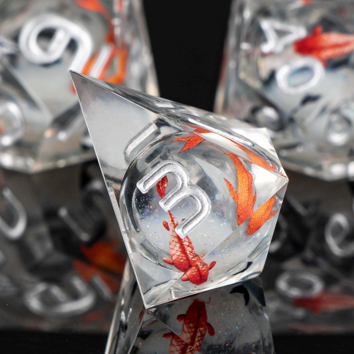 Conjunto de Dados de Resina KERWELLSI 7 Piezas D&D con Estuche