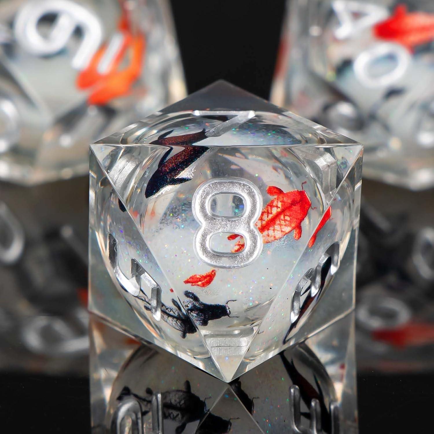 Conjunto de Dados de Resina KERWELLSI 7 Piezas D&D con Estuche