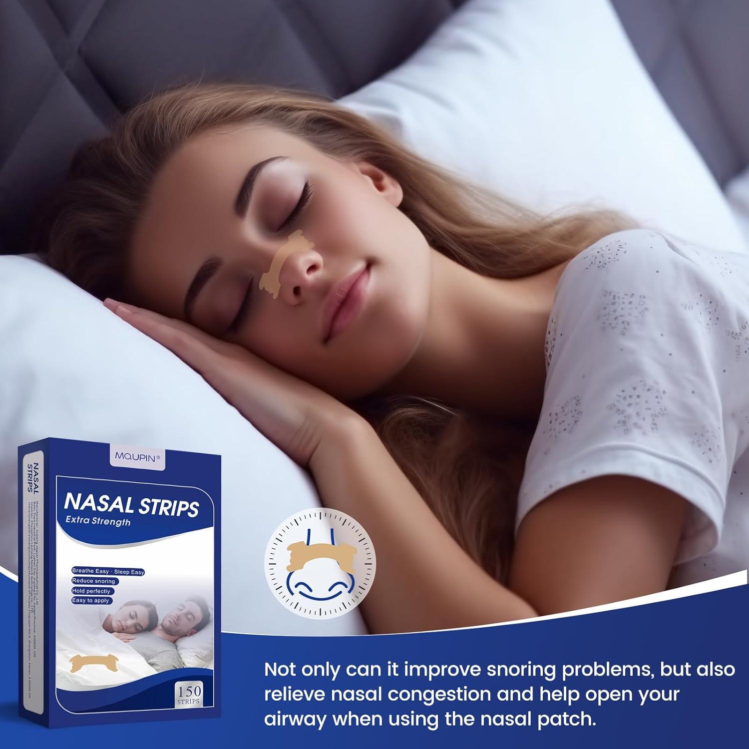 Tiras Nasales MQUPIN 150 Unidades Alivio Ronquidos 66x19mm