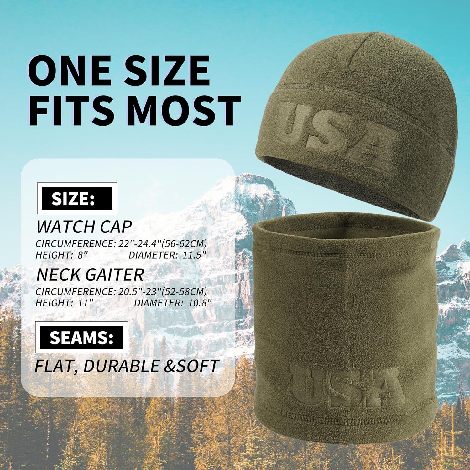 Conjunto Gorro y Cuello Gaiter Forro Polar Oliva Ejército