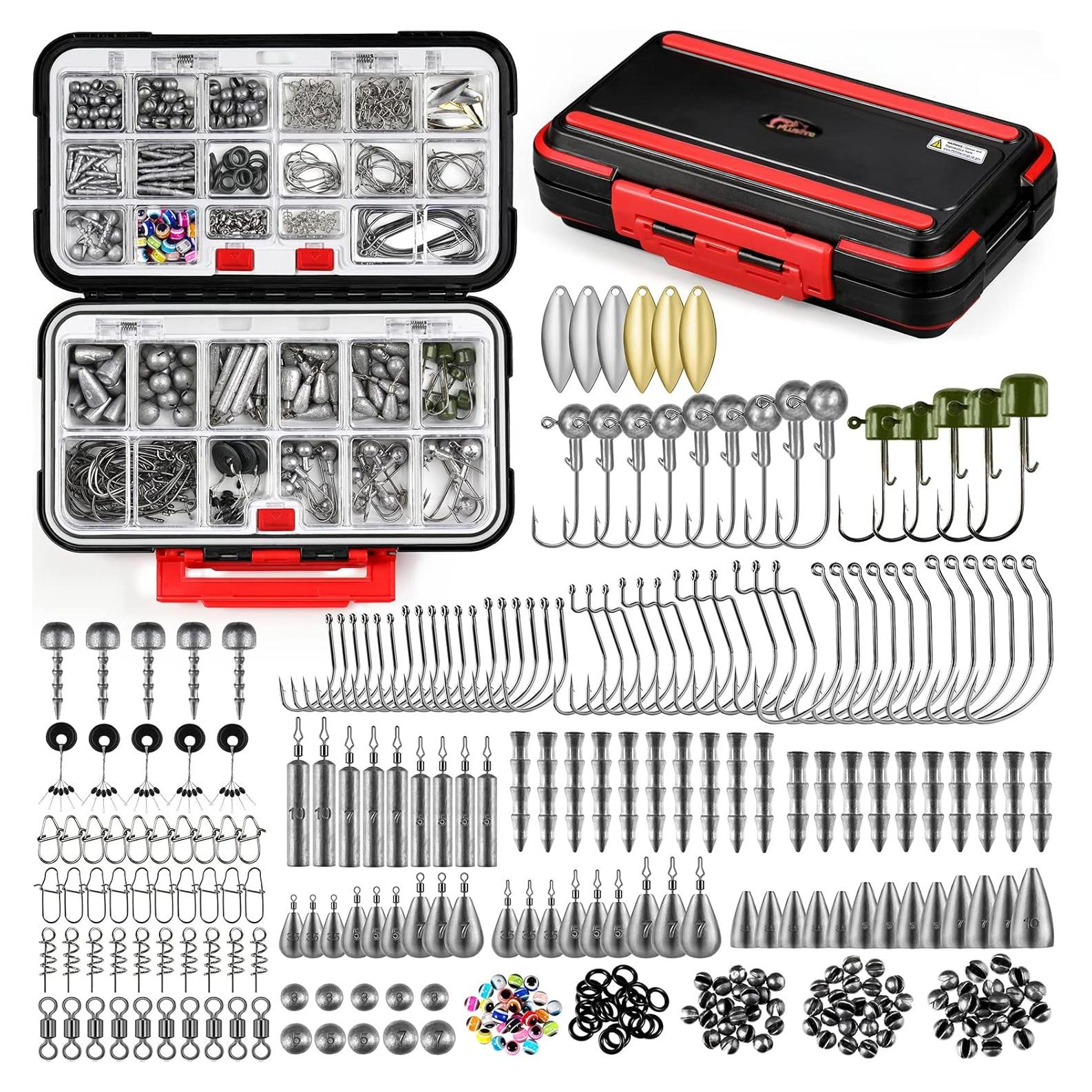 Kit de Pesca PLUSINNO 387pcs con Caja de Cebo Organizada