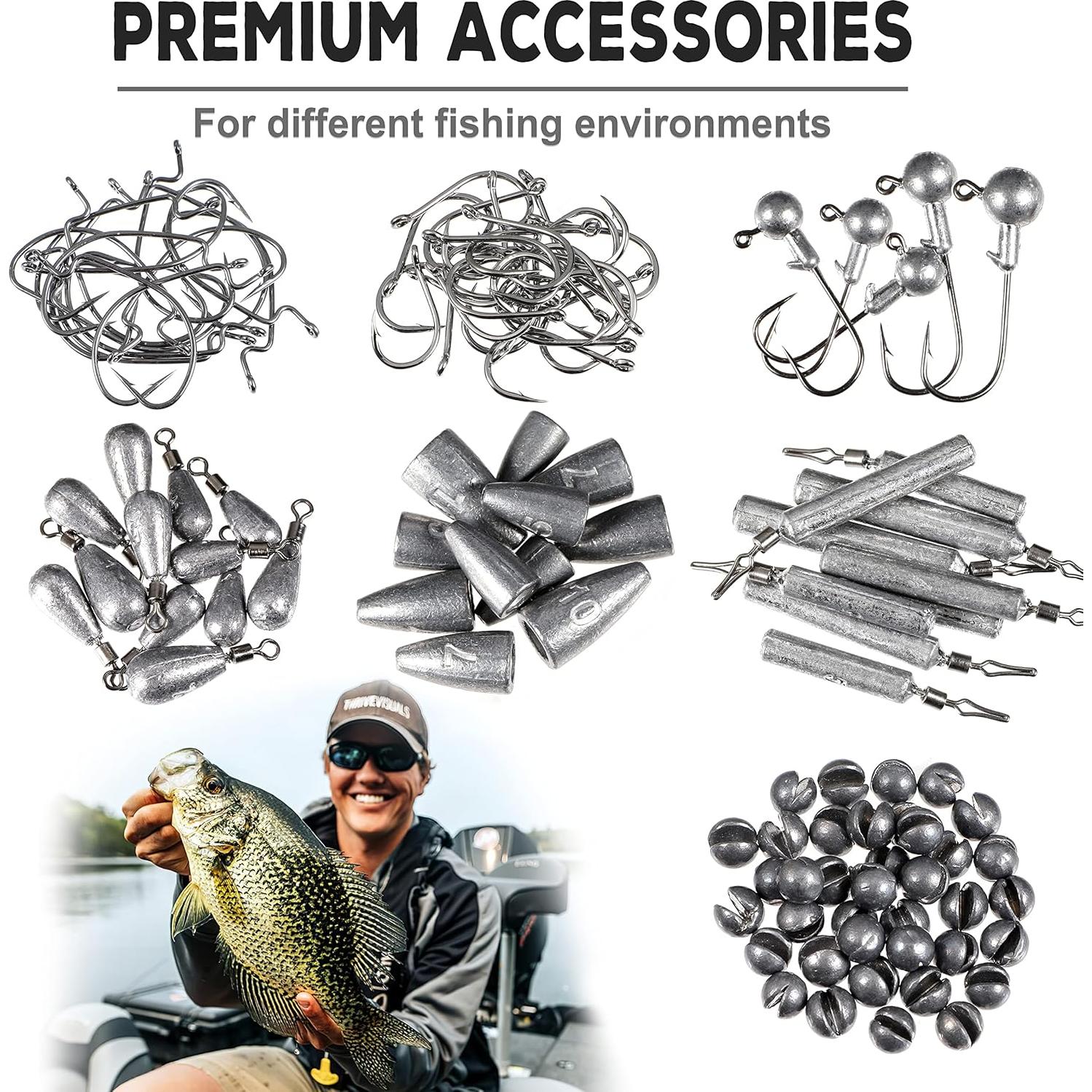 Kit de Pesca PLUSINNO 387pcs con Caja de Cebo Organizada