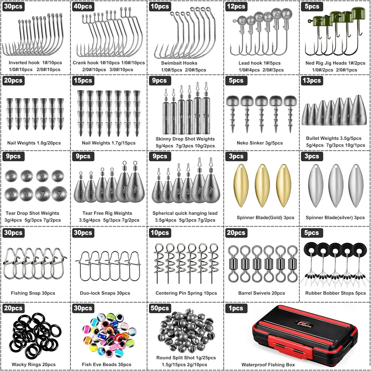 Kit de Pesca PLUSINNO 387pcs con Caja de Cebo Organizada