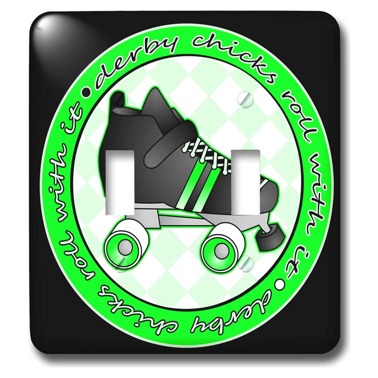 Cubierta de Interruptor 3dRose Doble Verde y Negro Metal