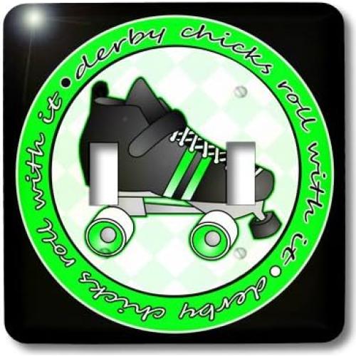 Cubierta de Interruptor 3dRose Doble Verde y Negro Metal