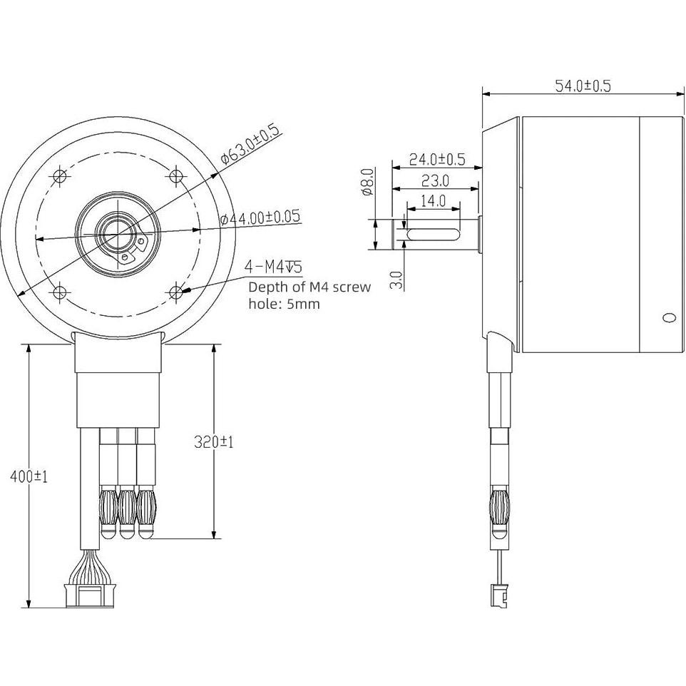 Motor BLDC Flipsky 6354 140KV Eje Corto 8mm para Patineta