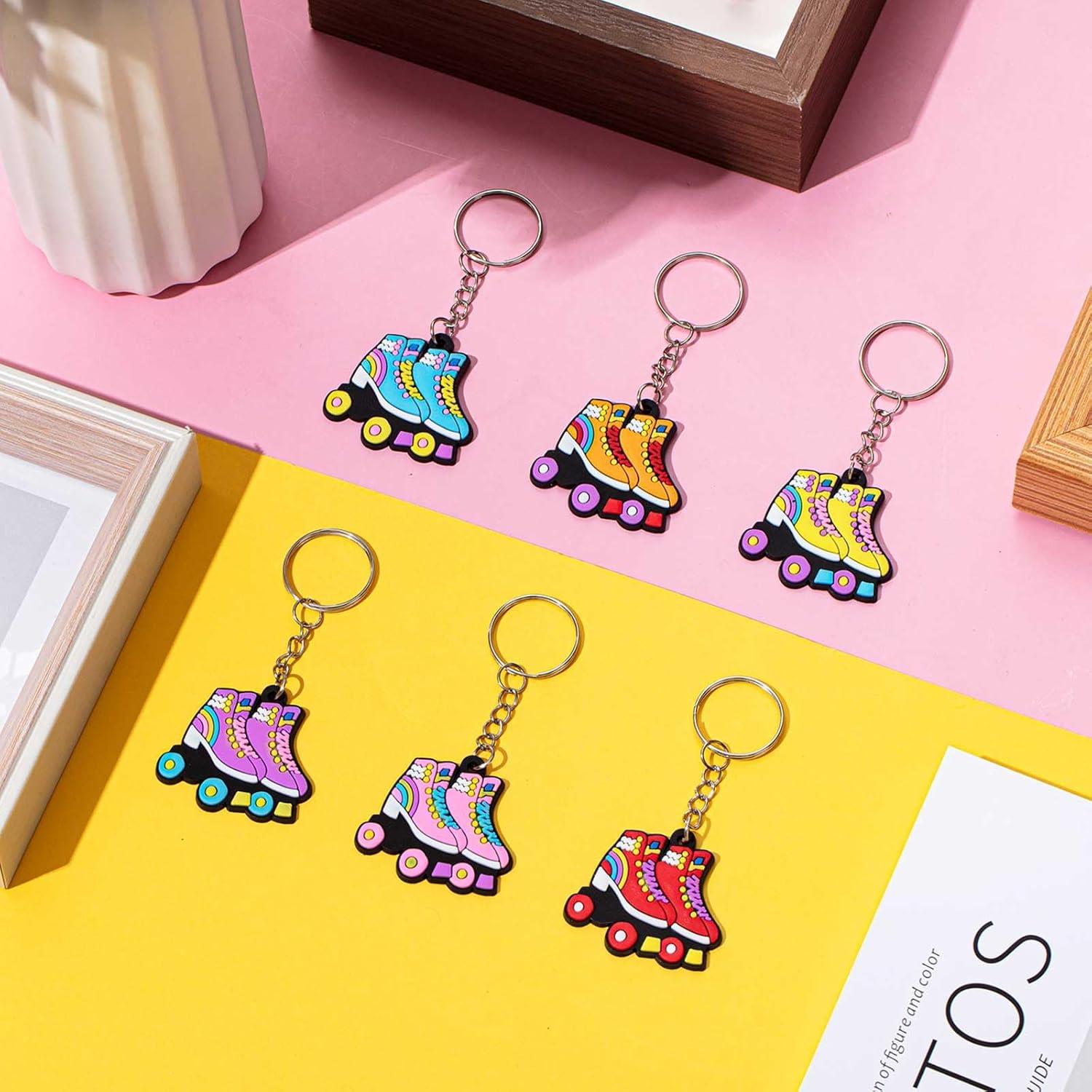 36 Llaveros de Patín sobre Ruedas Retro - Fiesta 80s y 90s
