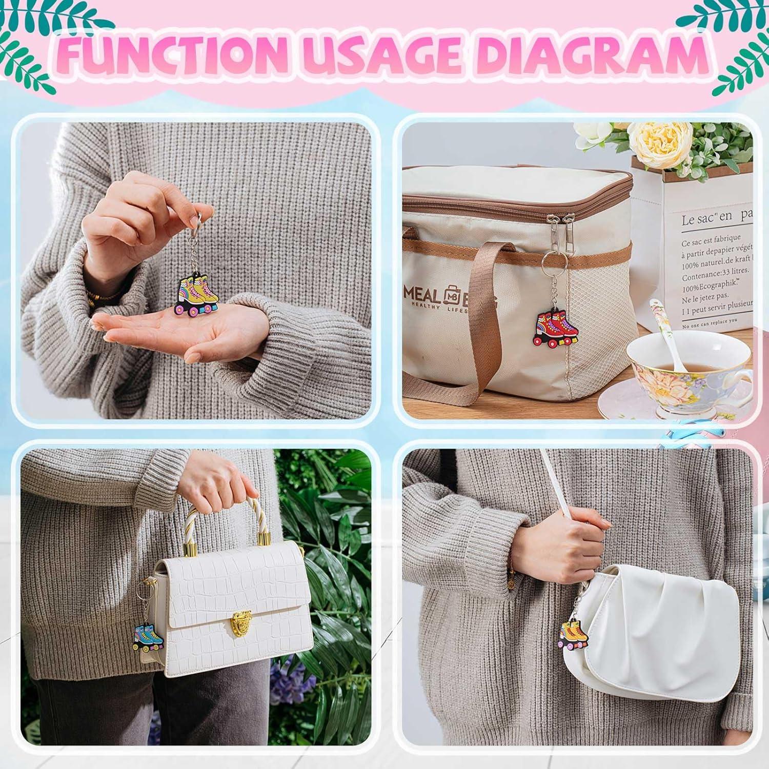 36 Llaveros de Patín sobre Ruedas Retro - Fiesta 80s y 90s