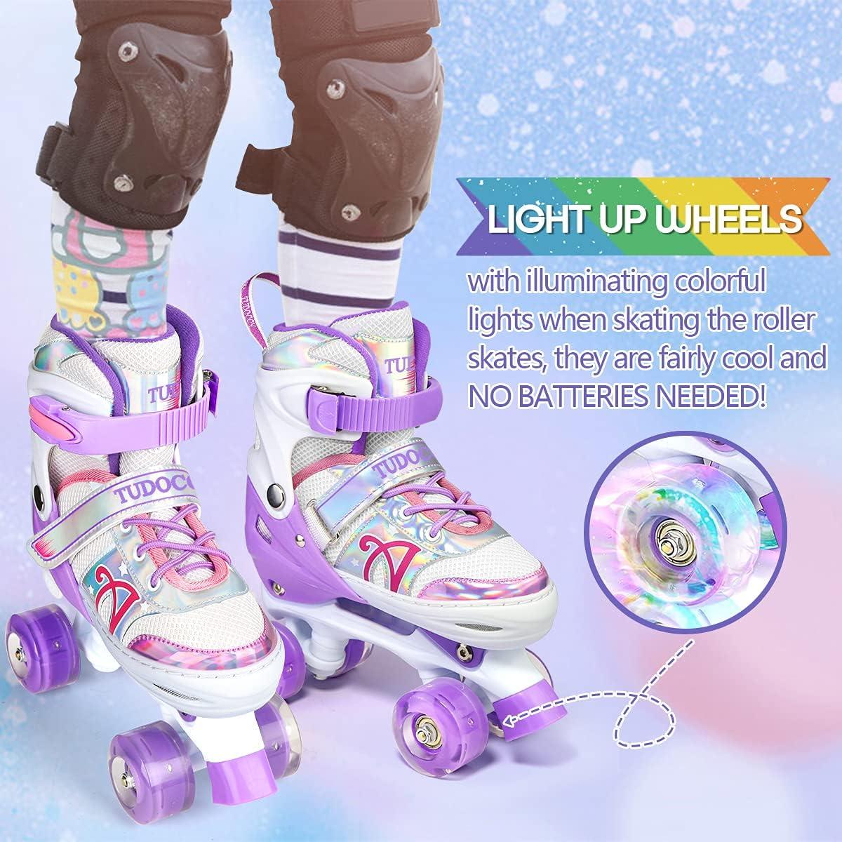 Patines en Línea Tudoccy Morado Ajustables 4 Tamaños con Luces