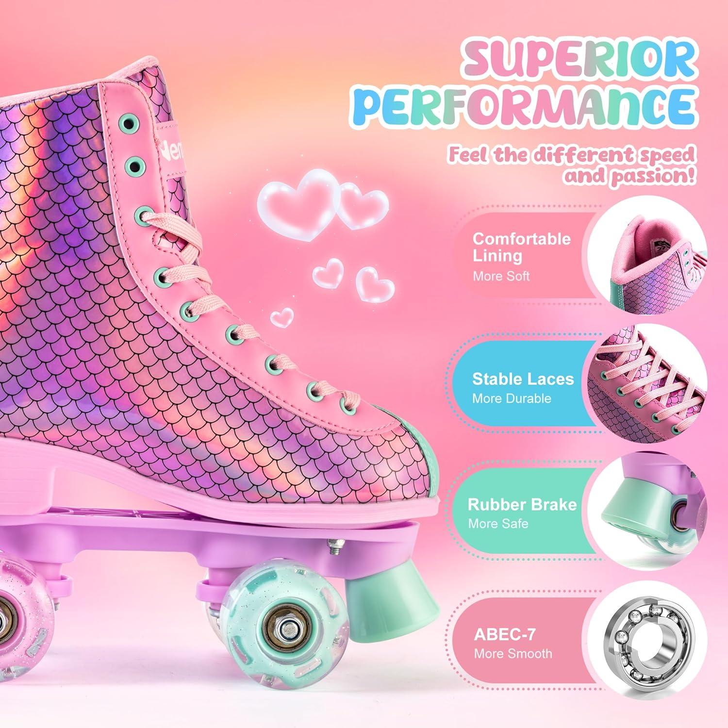 Patines en línea NEMONE NE-SK2-5201 Rosa con luces