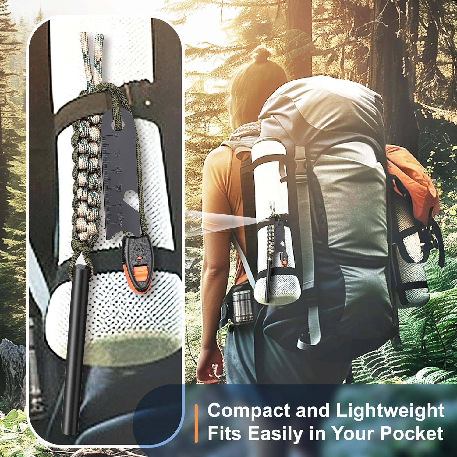 Encendedor de Fuego Clwryviduu 10.16 cm con Paracord y Silbato