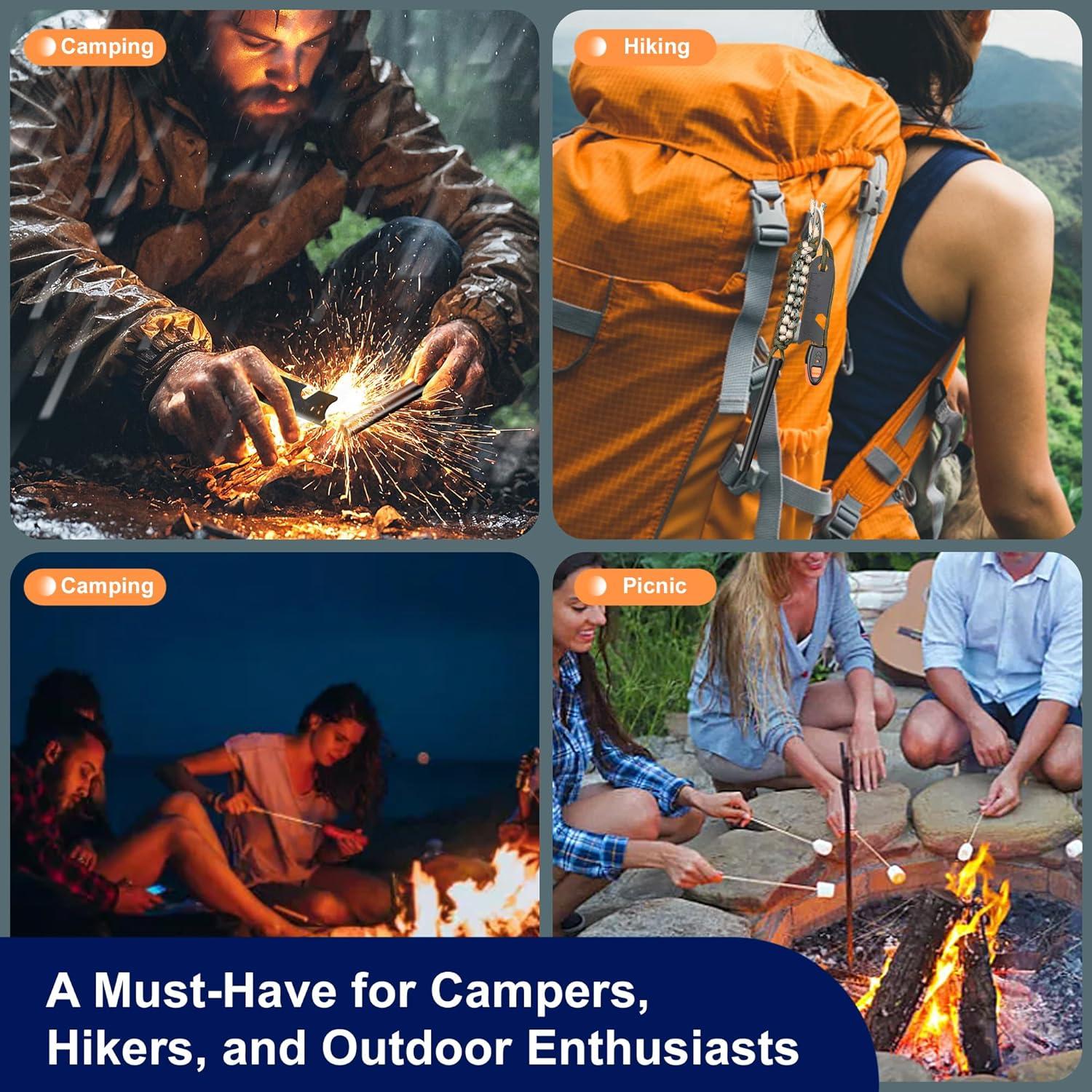 Encendedor de Fuego Clwryviduu 10.16 cm con Paracord y Silbato