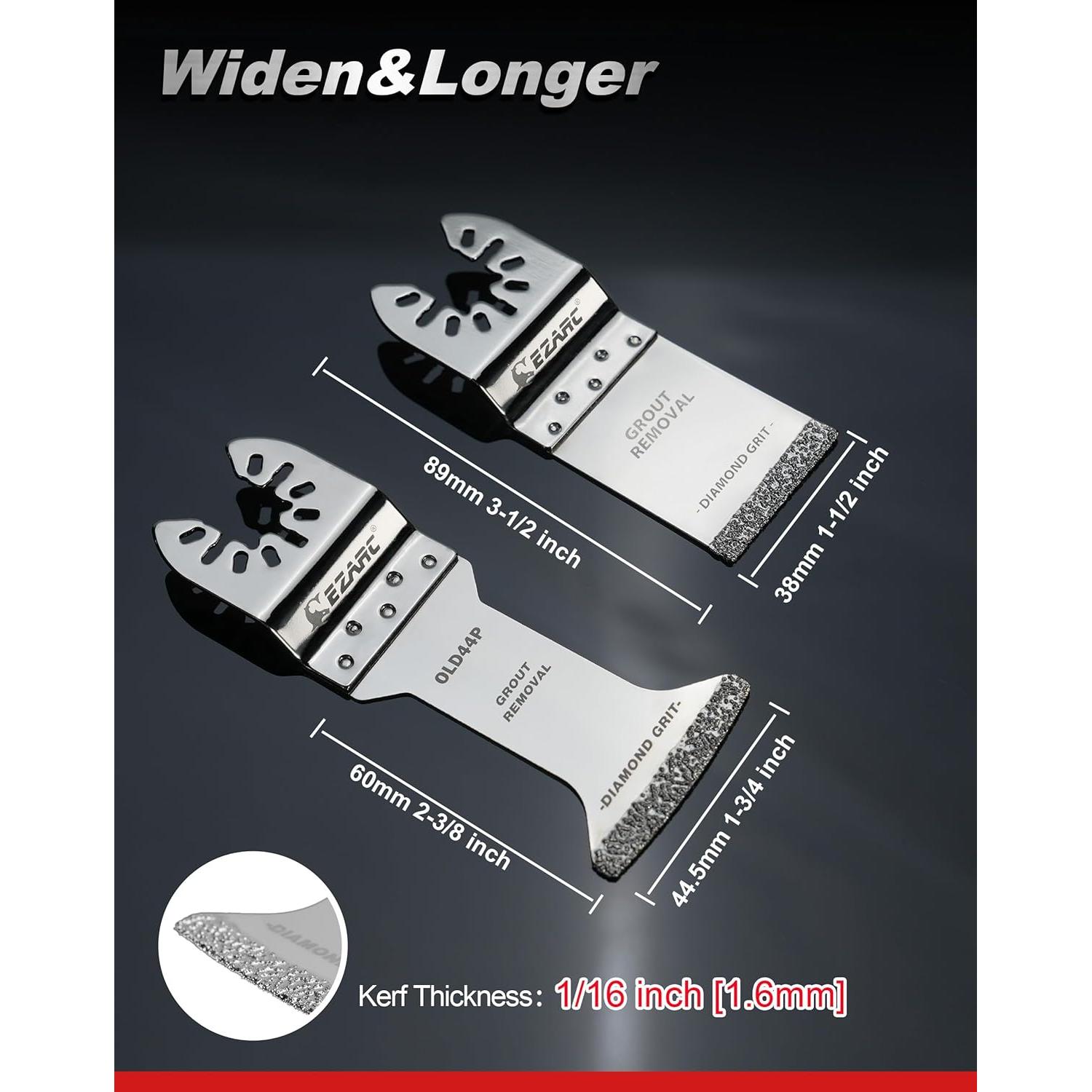 Hoja Oscilante de Diamante EZARC - Paquete de 3 para Limpieza de Mortero