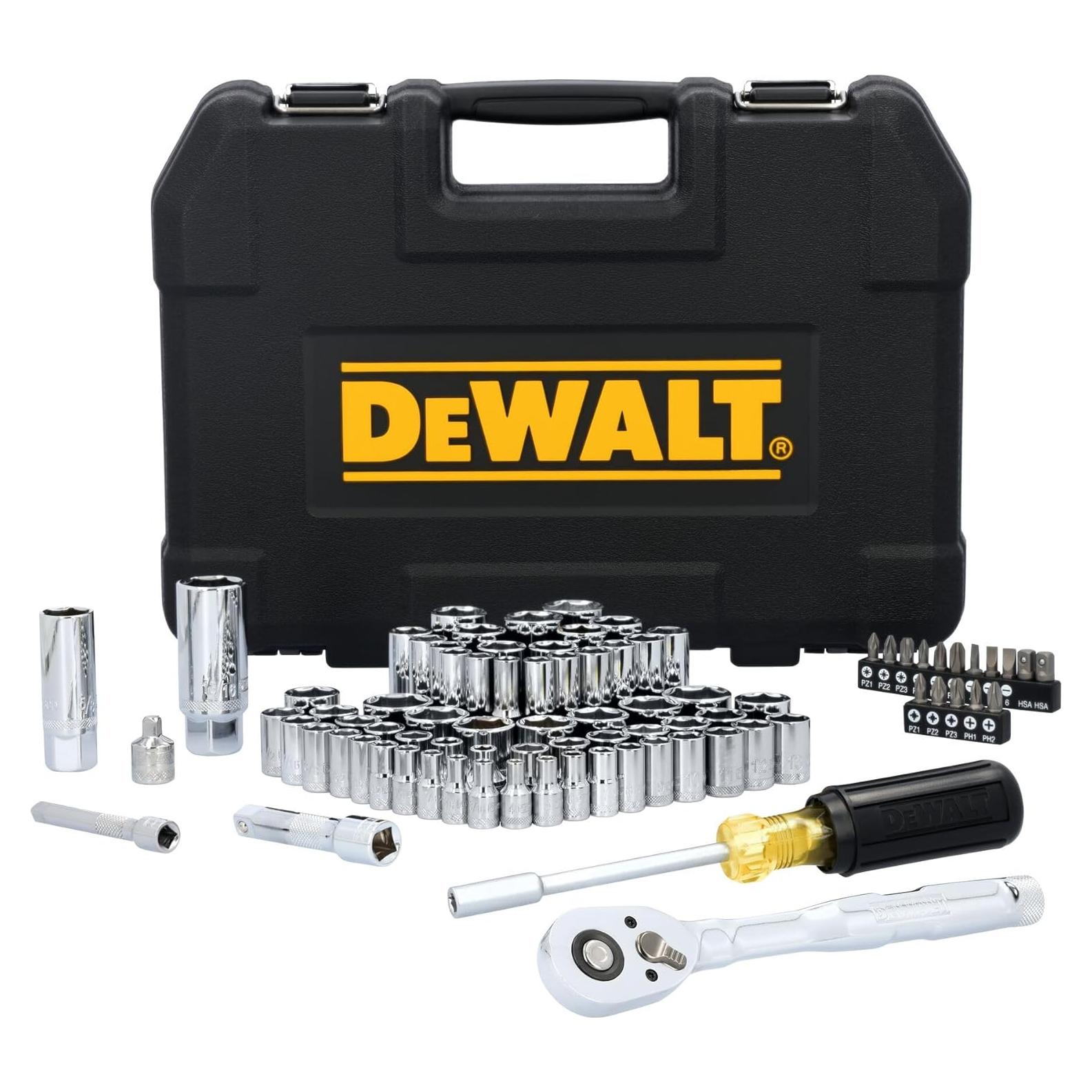 DEWALT Mechanics Tool Set, 1/4 Inch Drive, SAE/Metric Set, 84 Piece (DWMT45424)