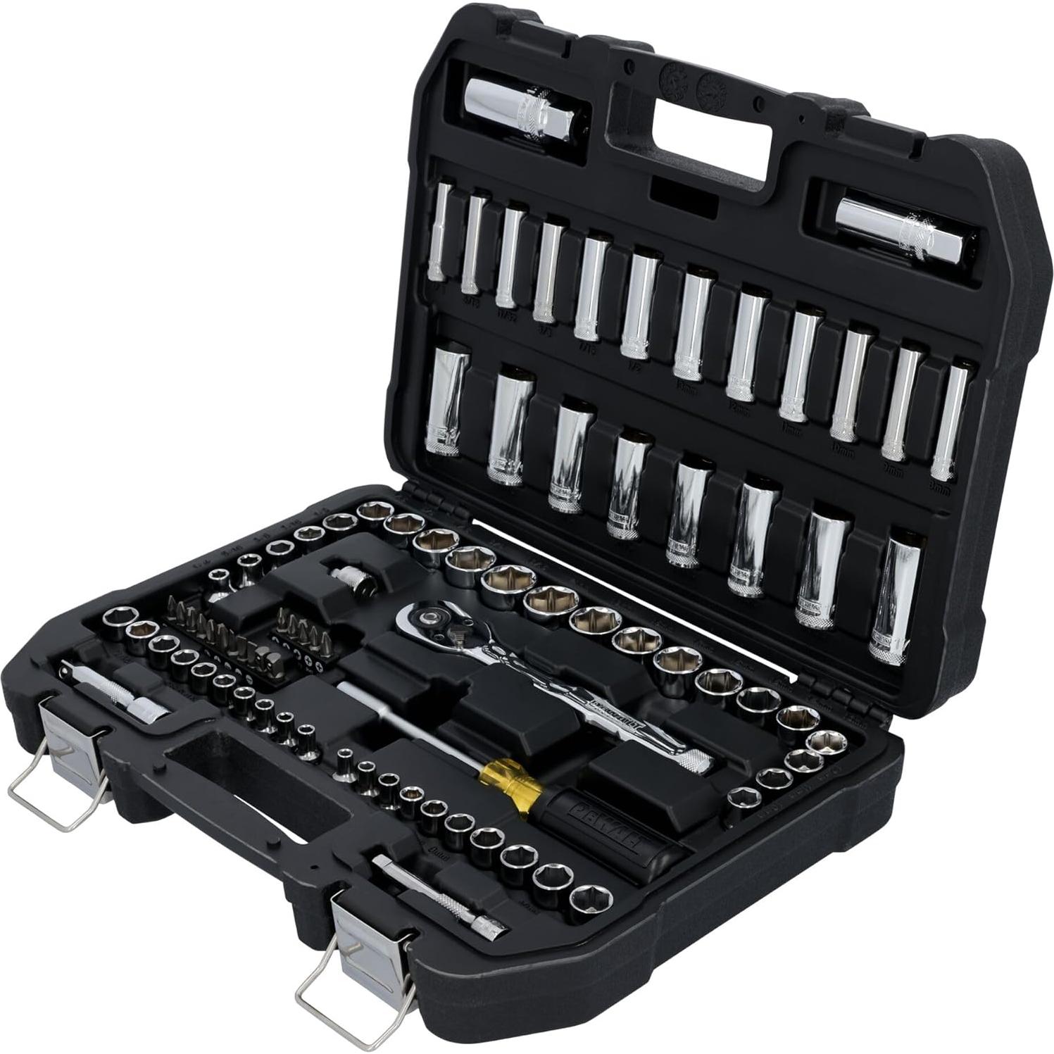DEWALT Mechanics Tool Set, 1/4 Inch Drive, SAE/Metric Set, 84 Piece (DWMT45424)