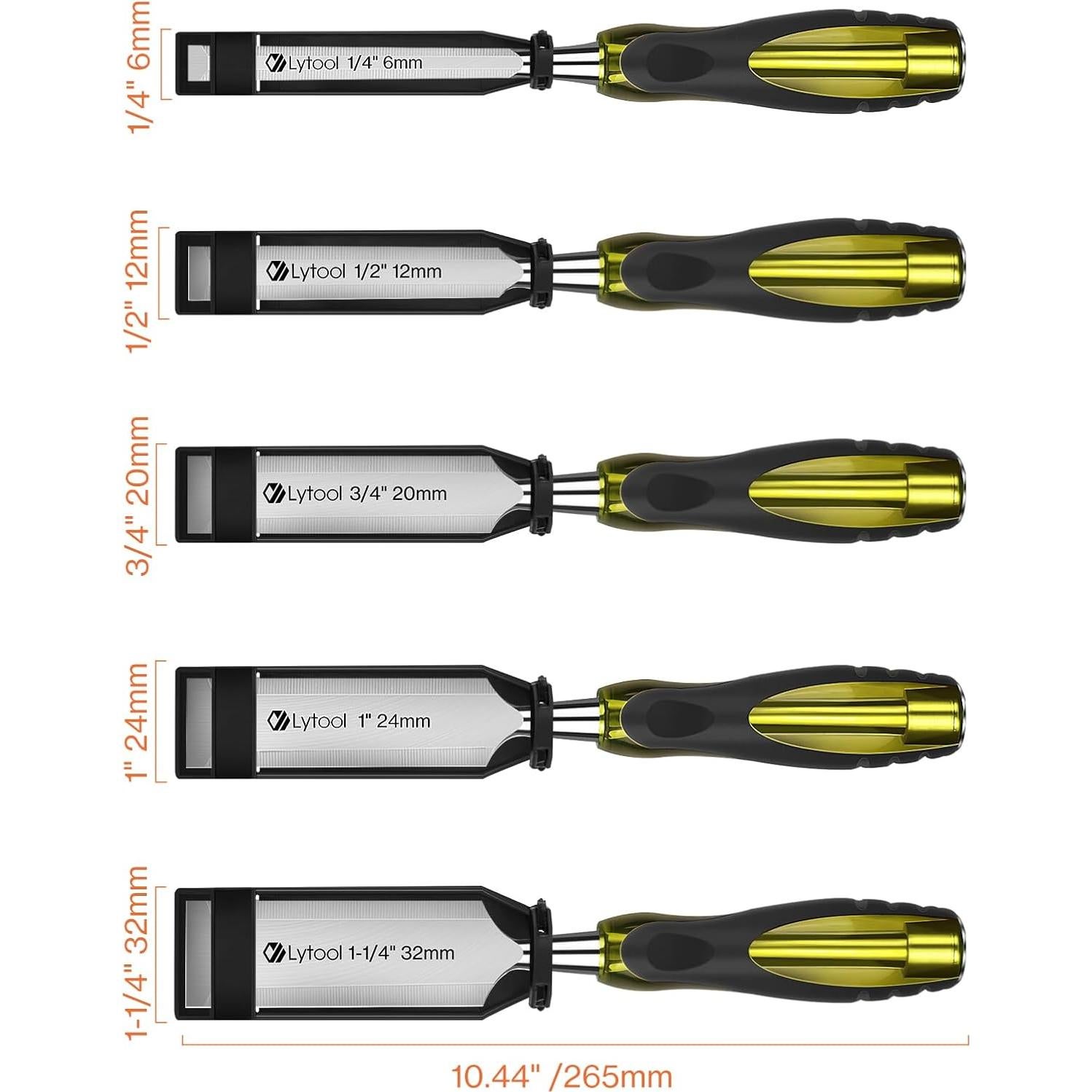 Conjunto de 5 Cinceles de Madera Lytool - Acero CR-V 6 a 32 mm