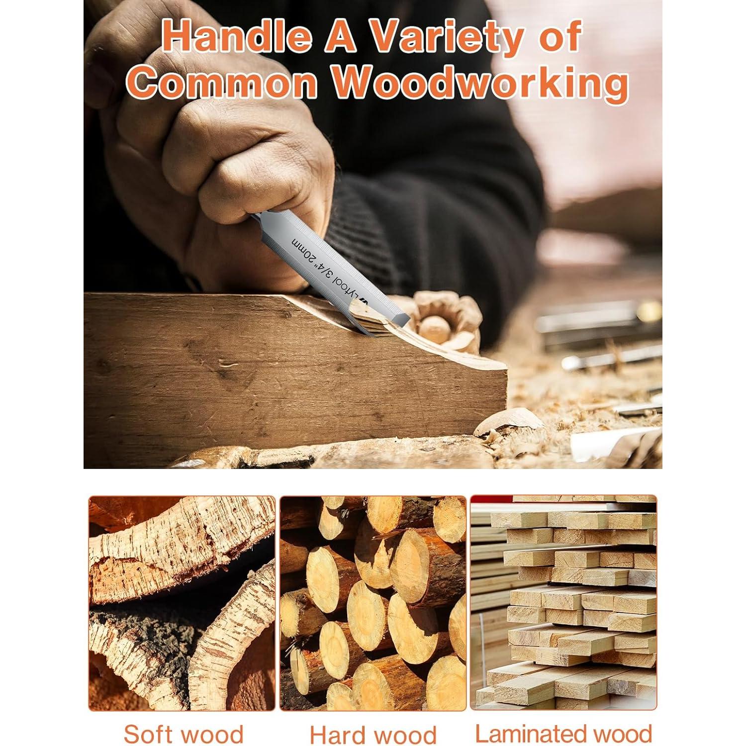 Conjunto de 5 Cinceles de Madera Lytool - Acero CR-V 6 a 32 mm