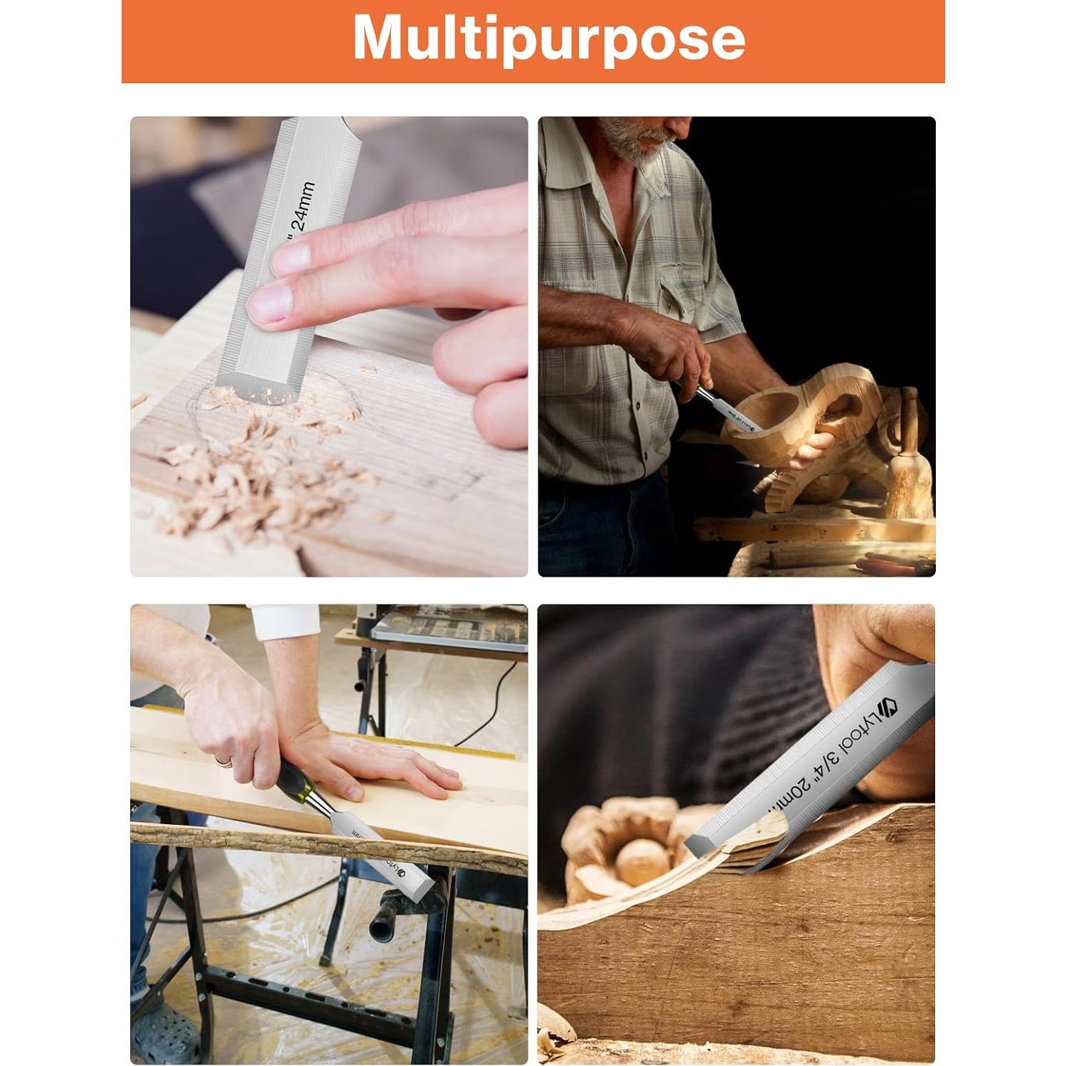 Conjunto de 5 Cinceles de Madera Lytool - Acero CR-V 6 a 32 mm