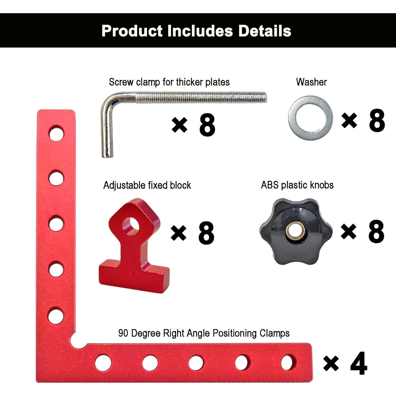 Abrazaderas de Esquina 90 Grados SZSFSYYX - Paquete de 4 Aluminio