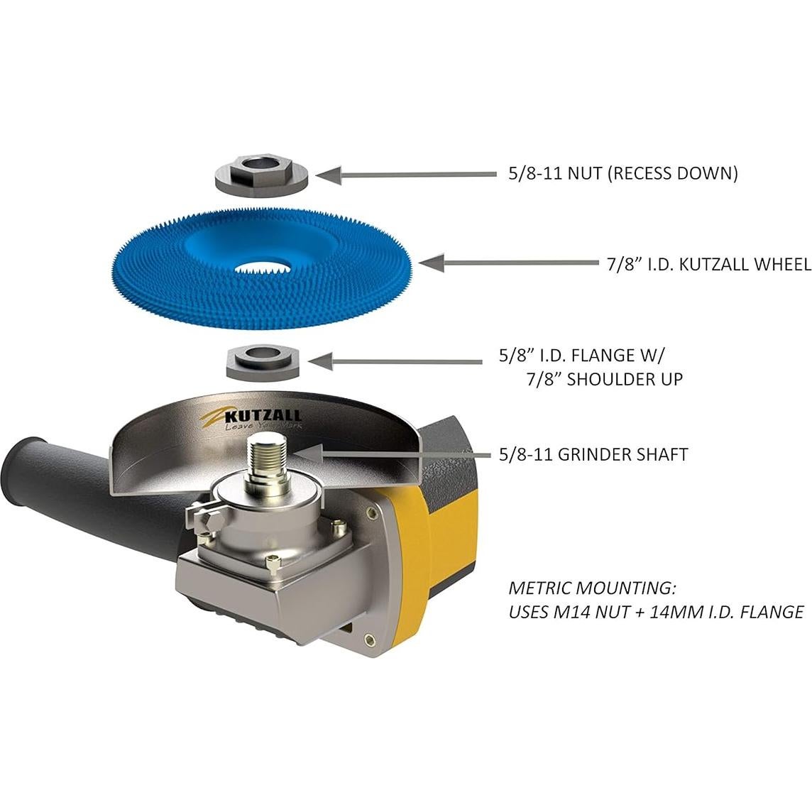 Kutzall Extreme Shaping Dish - Medium, 4-1⁄2" (114.3mm) Dia. X 7⁄8" (22.2mm) Bore - Woodworking Angle Grinder Attachment for DeWalt, Bosch, Milwaukee. Abrasive Tungsten Carbide, DW412X70
