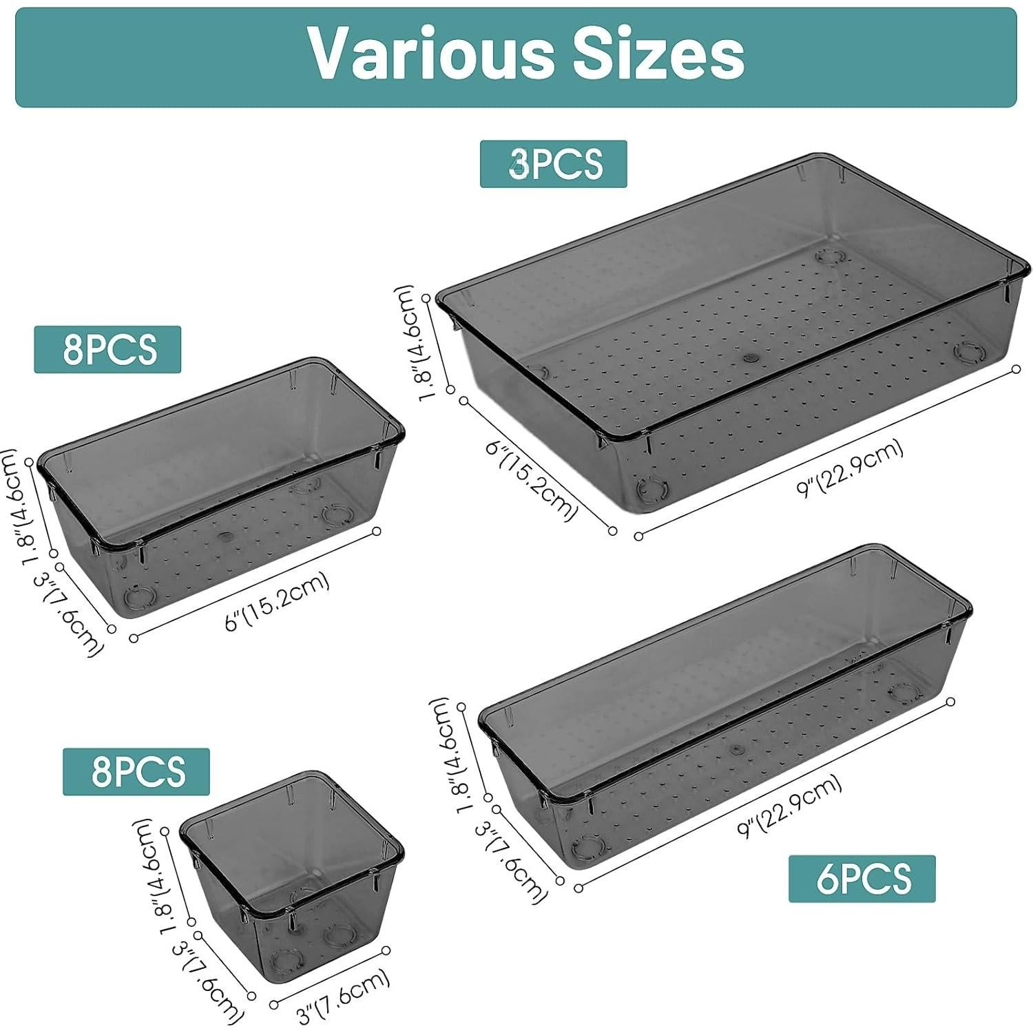 WOWBOX Juego de Organizadores de Cajones 25 Piezas Plástico Negro