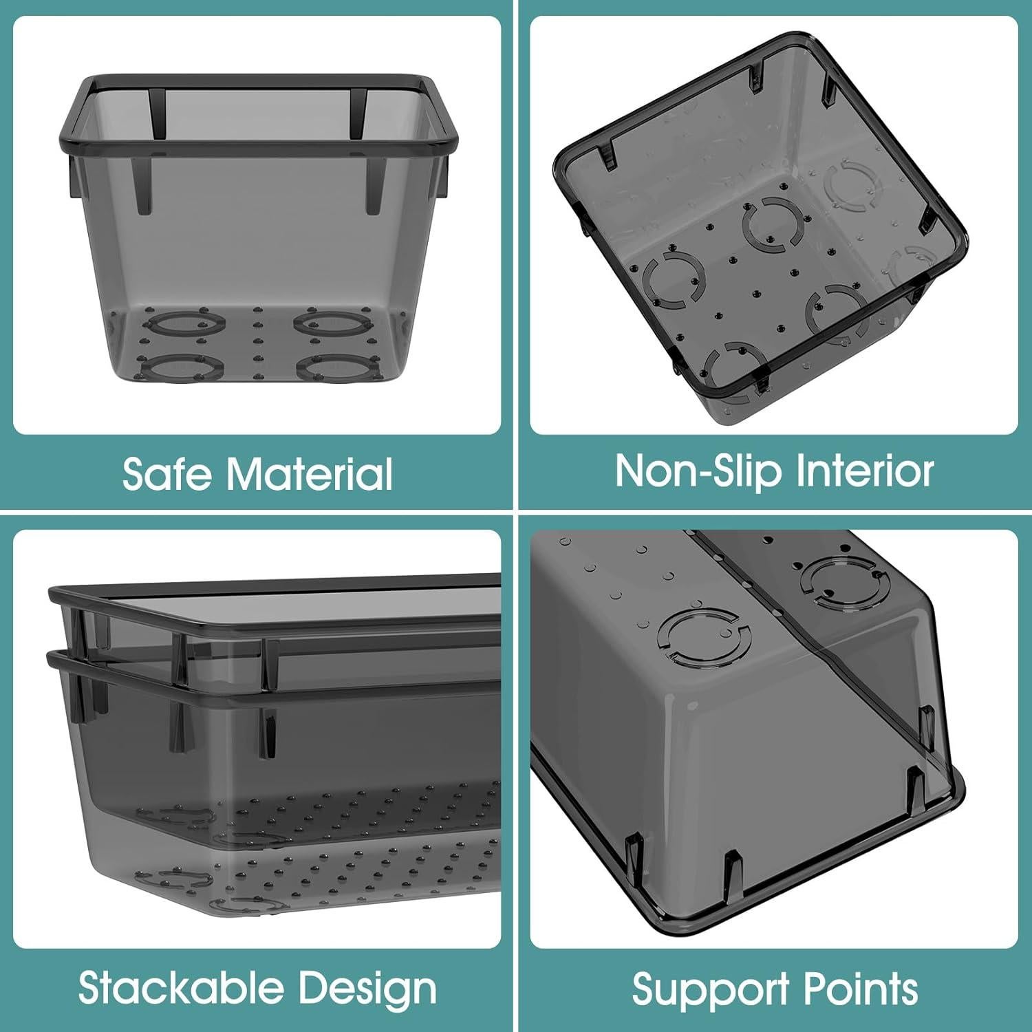 WOWBOX Juego de Organizadores de Cajones 25 Piezas Plástico Negro