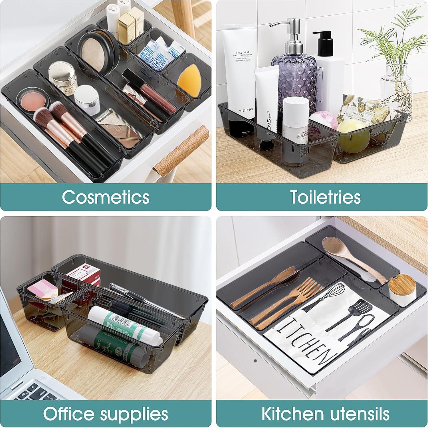 WOWBOX Juego de Organizadores de Cajones 25 Piezas Plástico Negro