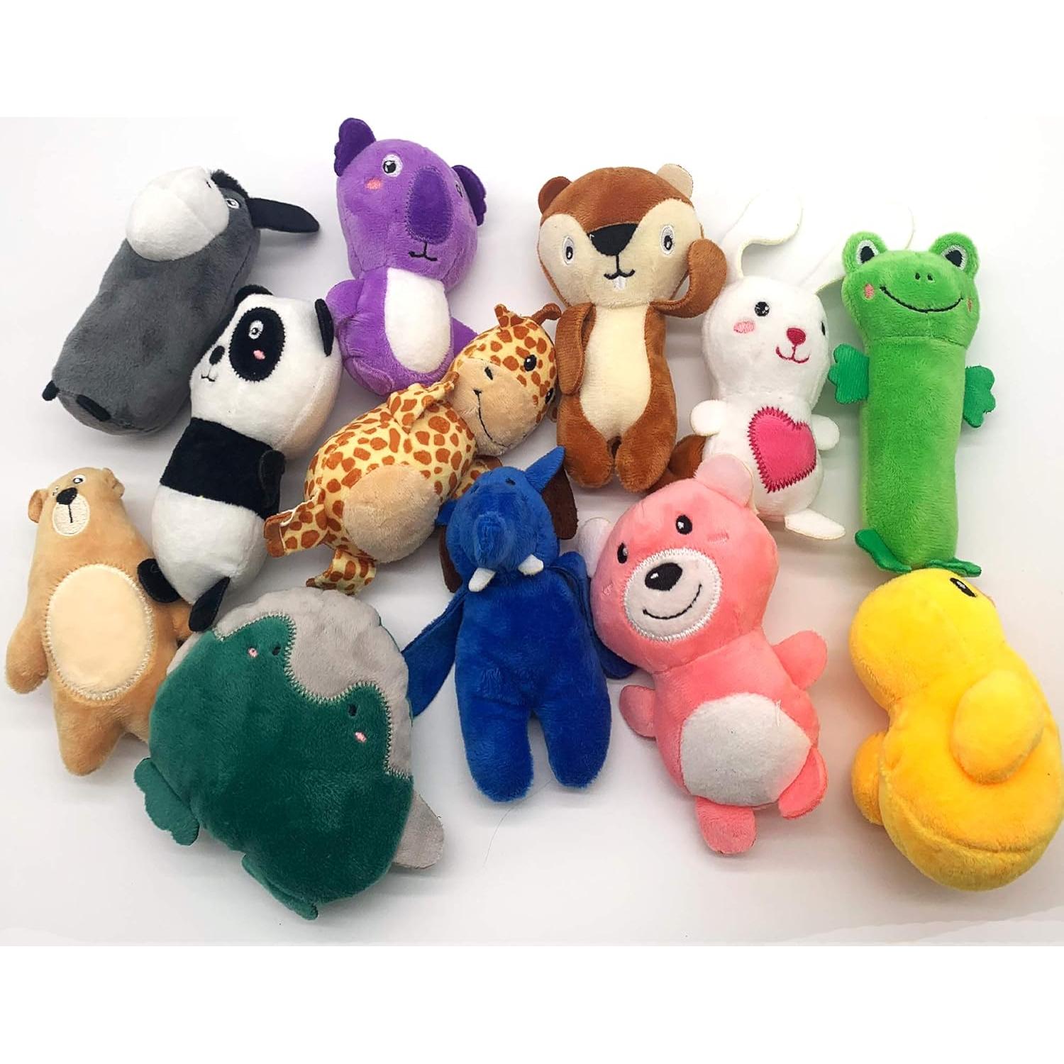 Jalousie 12 Pack Plush Animal Dog Toy, Premium Squeaky Chew Toys for Small Medium Dogs, Stuffed Puppy Toys for Pets - Dental Cleaning & Stress Relief