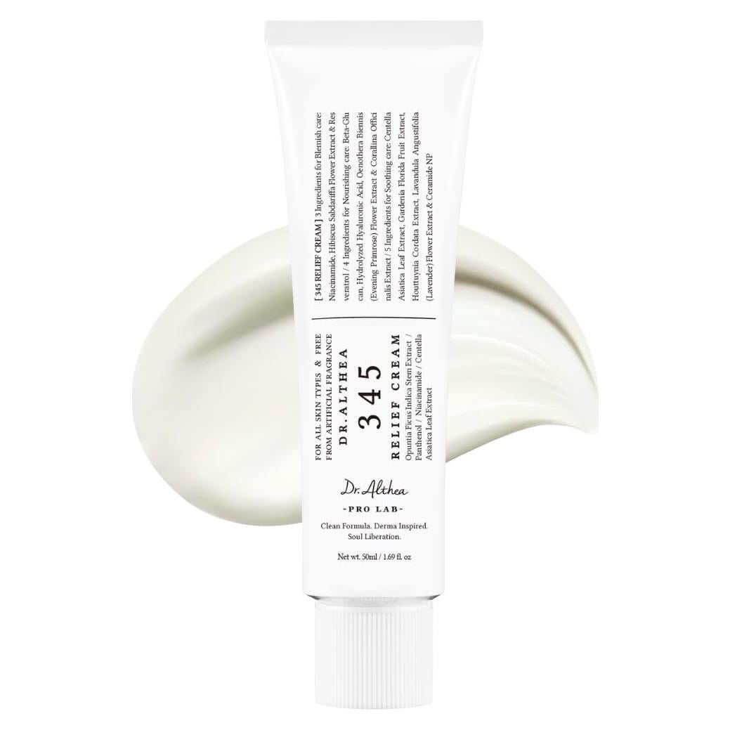 Dr.Althea 345 Relief Cream | Daily Face Moisturizer | Blemish Relief Care | Soothing Recovery & Moisture with Niacinamide, Panthenol | Korean Vegan Skin Care for All Skin Types | 1.7 Fl Oz (Pack of 1)