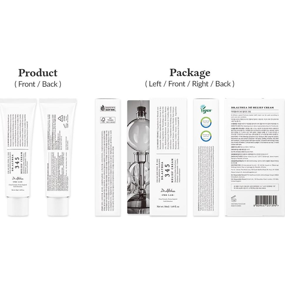 Dr.Althea 345 Relief Cream | Daily Face Moisturizer | Blemish Relief Care | Soothing Recovery & Moisture with Niacinamide, Panthenol | Korean Vegan Skin Care for All Skin Types | 1.7 Fl Oz (Pack of 1)