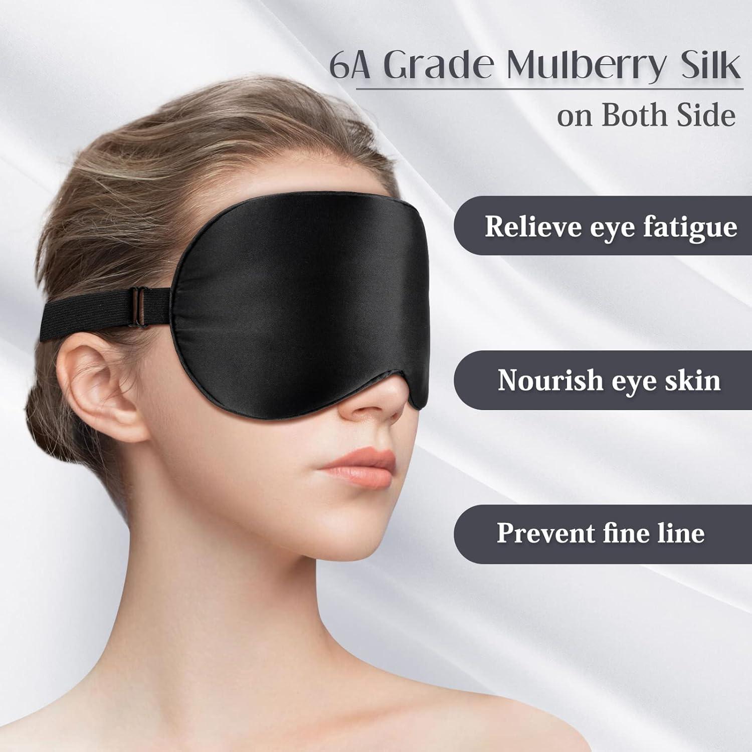 Máscara de Sueño de Seda LULUSILK Ajustable Negra 1 Cuenta