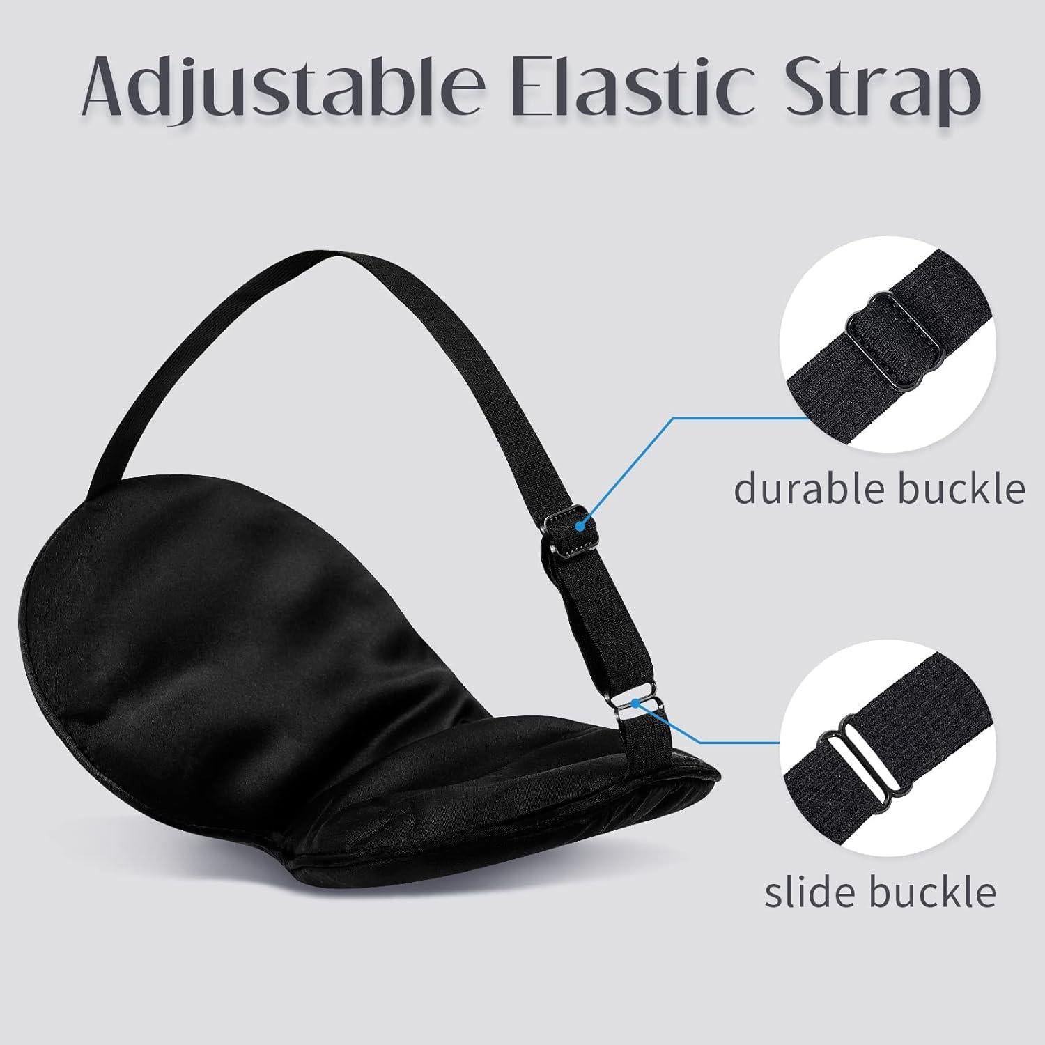 Máscara de Sueño de Seda LULUSILK Ajustable Negra 1 Cuenta