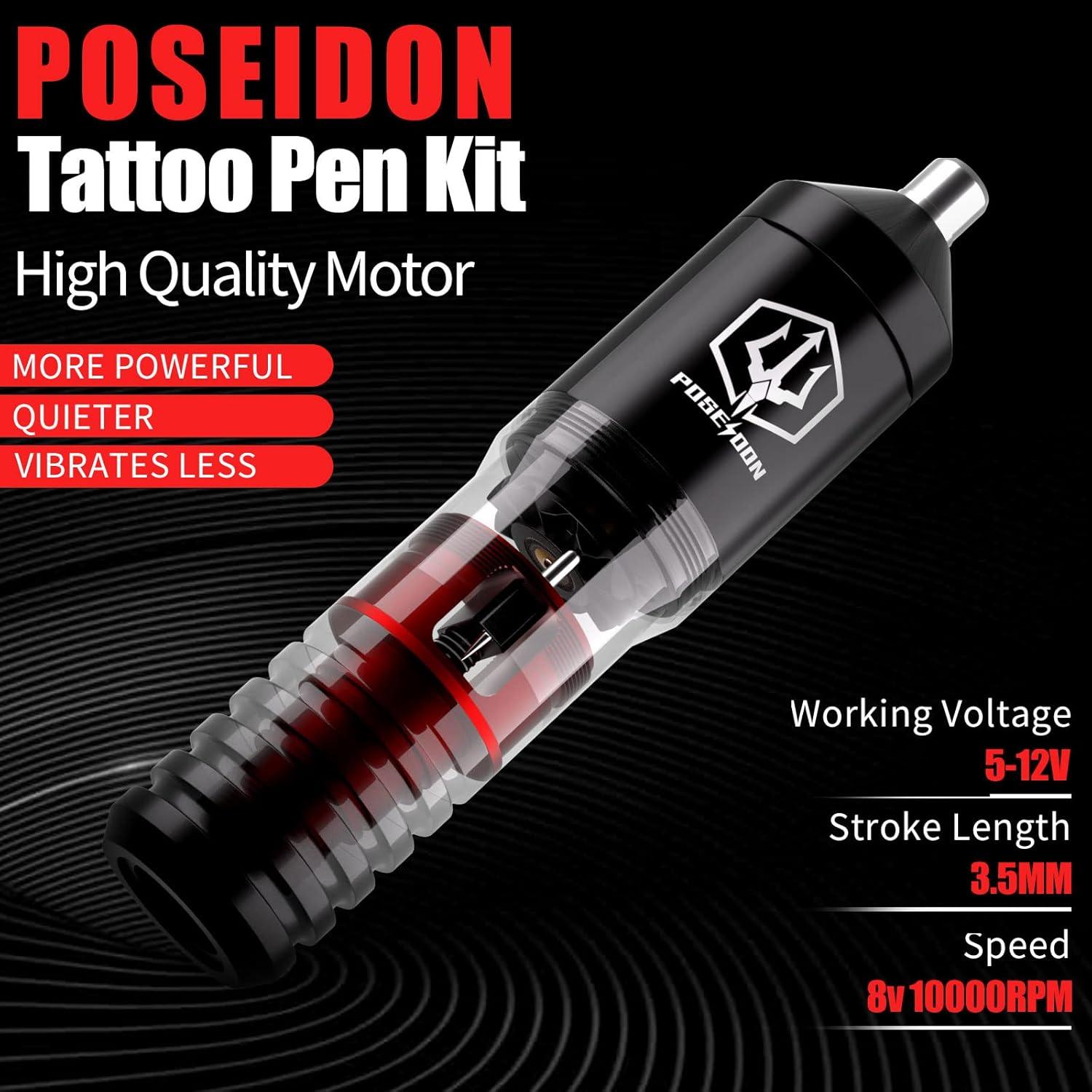 Kit de Tatuaje Inalámbrico Poseidon con 40 Agujas y Fuente de Poder