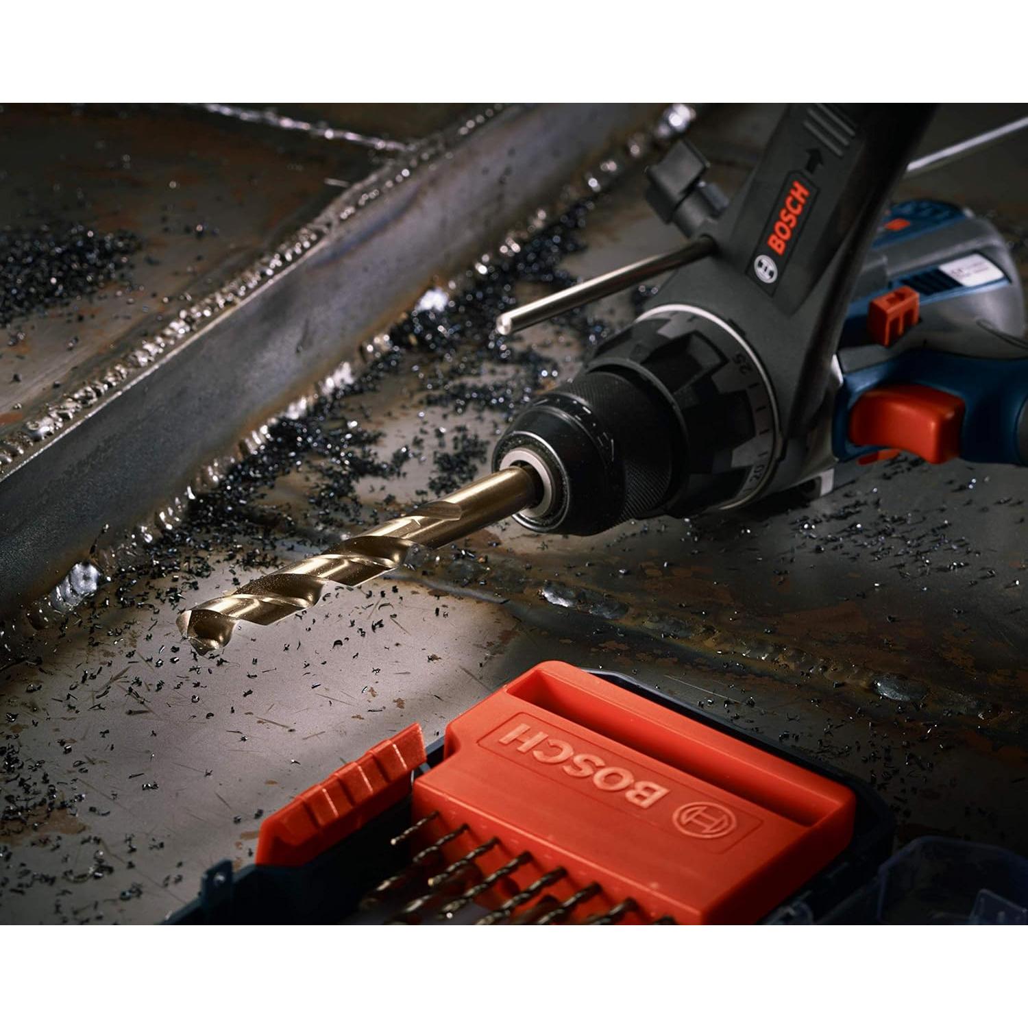 BOSCH CO2131B 1-Piece 1/16 In. x 1-7/8 In. Cobalt M42 Metal Drill Bit with Three-Flat Shank for Drilling Applications in Stainless Steel, Cast Iron, Titanium, Light-Gauge Metal, Aluminum