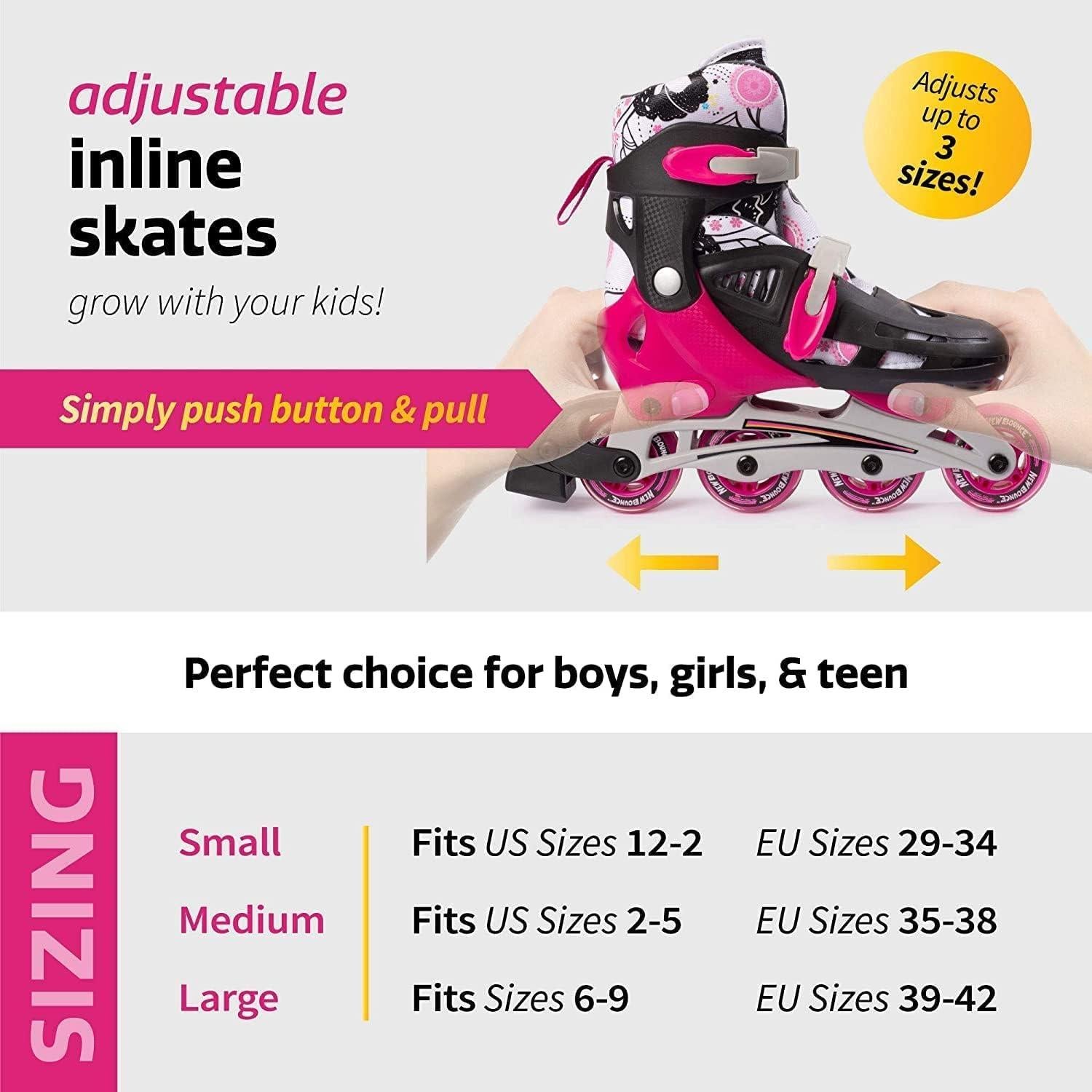 Patines en línea New Bounce Rosa Ajustables 2-5 EU