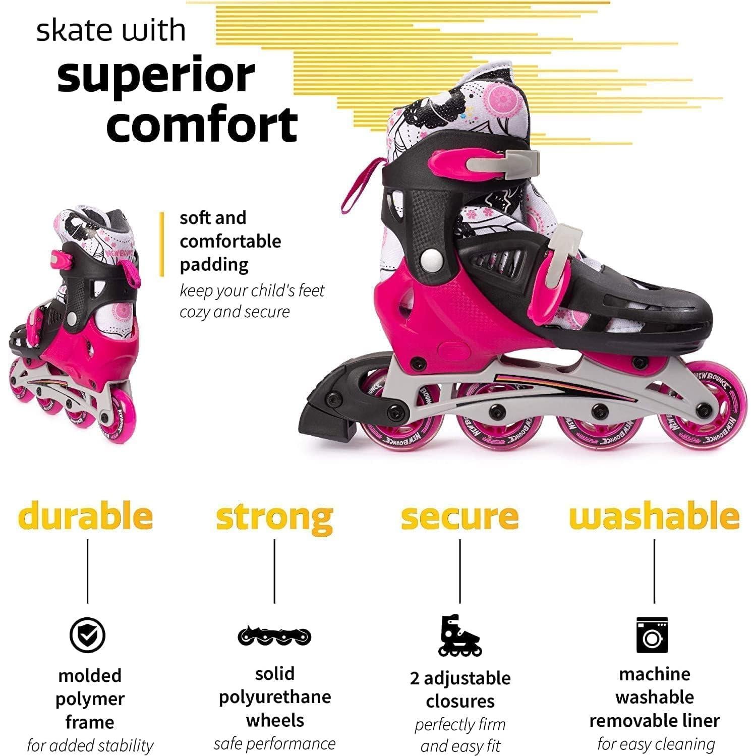 Patines en línea New Bounce Rosa Ajustables 2-5 EU
