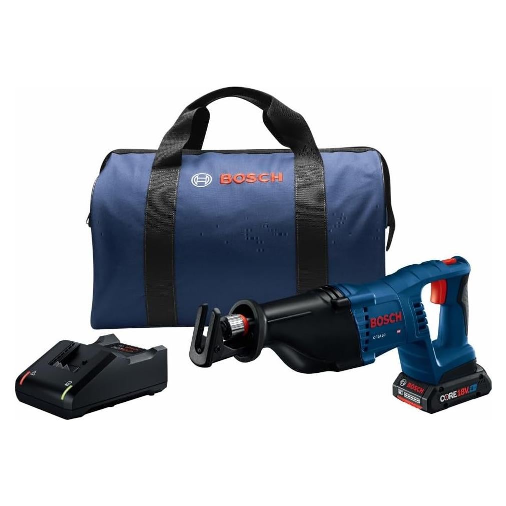 BOSCH CRS180-B15 18V 1-1/8 In. D-Handle Reciprocating Saw Kit with (1) CORE18V 4 Ah Advanced Power Battery