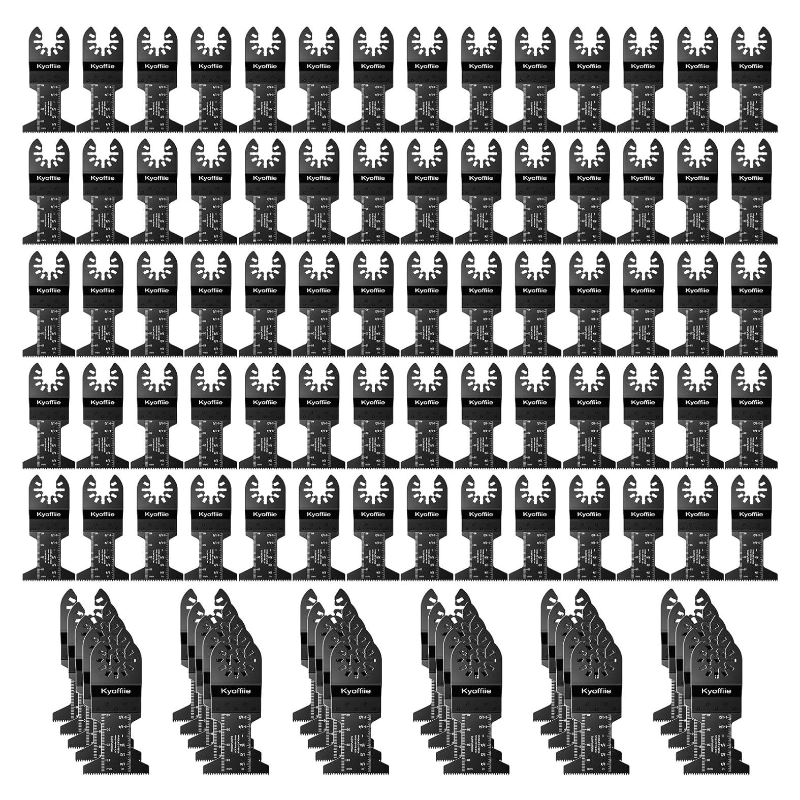 100Pcs Oscillating Saw Blades, Wood Plastic Multitool Oscillating Tool Blades Quick Release Multi Tool Blades Kits Universal Blades Compatible with Ryobi Bosch Makita Craftsman
