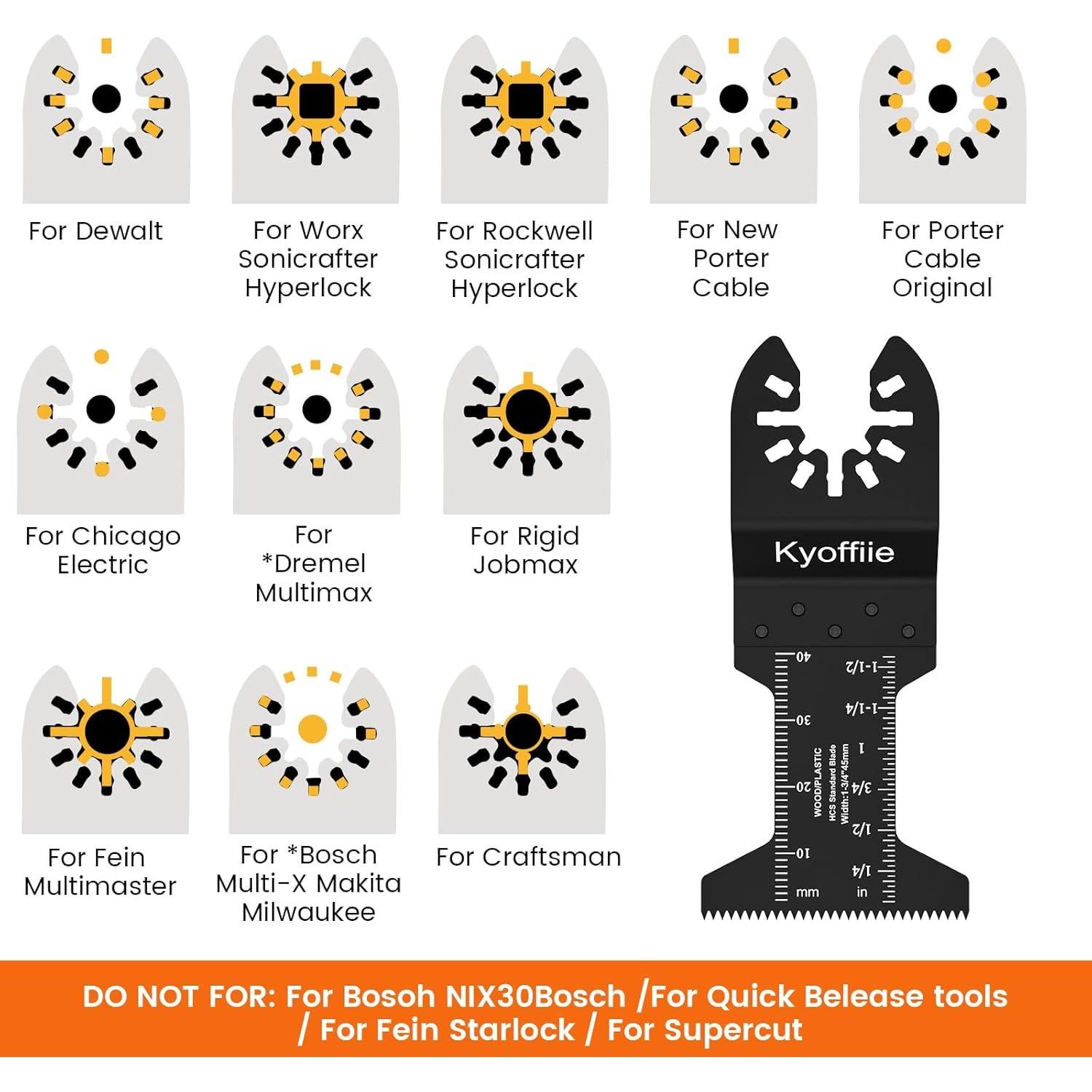 100Pcs Oscillating Saw Blades, Wood Plastic Multitool Oscillating Tool Blades Quick Release Multi Tool Blades Kits Universal Blades Compatible with Ryobi Bosch Makita Craftsman