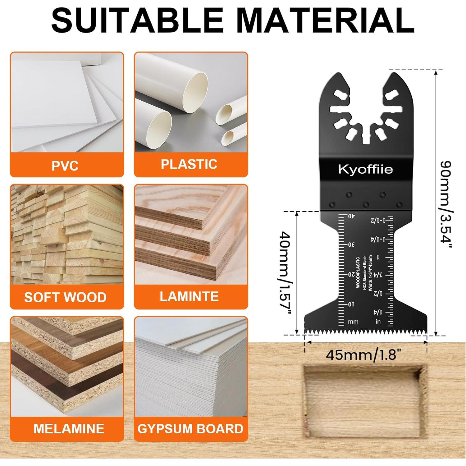 100Pcs Oscillating Saw Blades, Wood Plastic Multitool Oscillating Tool Blades Quick Release Multi Tool Blades Kits Universal Blades Compatible with Ryobi Bosch Makita Craftsman