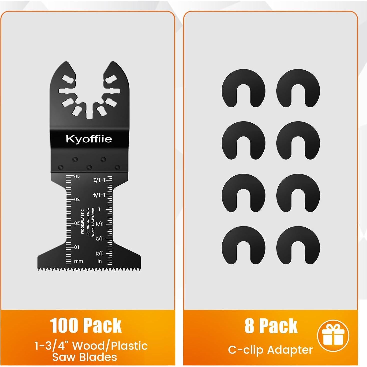 100Pcs Oscillating Saw Blades, Wood Plastic Multitool Oscillating Tool Blades Quick Release Multi Tool Blades Kits Universal Blades Compatible with Ryobi Bosch Makita Craftsman