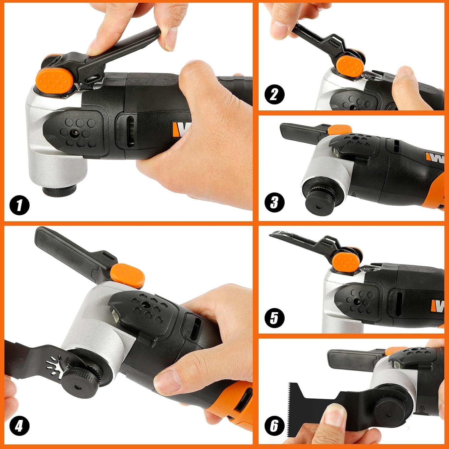 100Pcs Oscillating Saw Blades, Wood Plastic Multitool Oscillating Tool Blades Quick Release Multi Tool Blades Kits Universal Blades Compatible with Ryobi Bosch Makita Craftsman