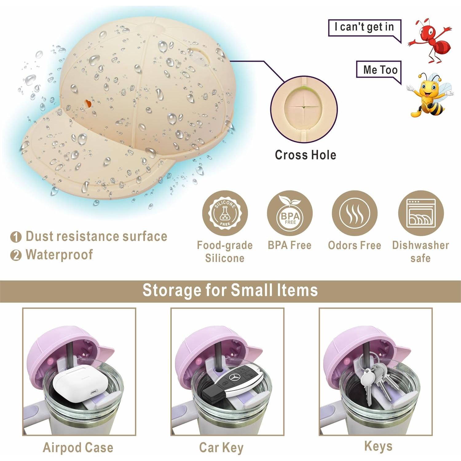 Tapa de Silicona Beige Rhewatin para Taza Stanley 40oz