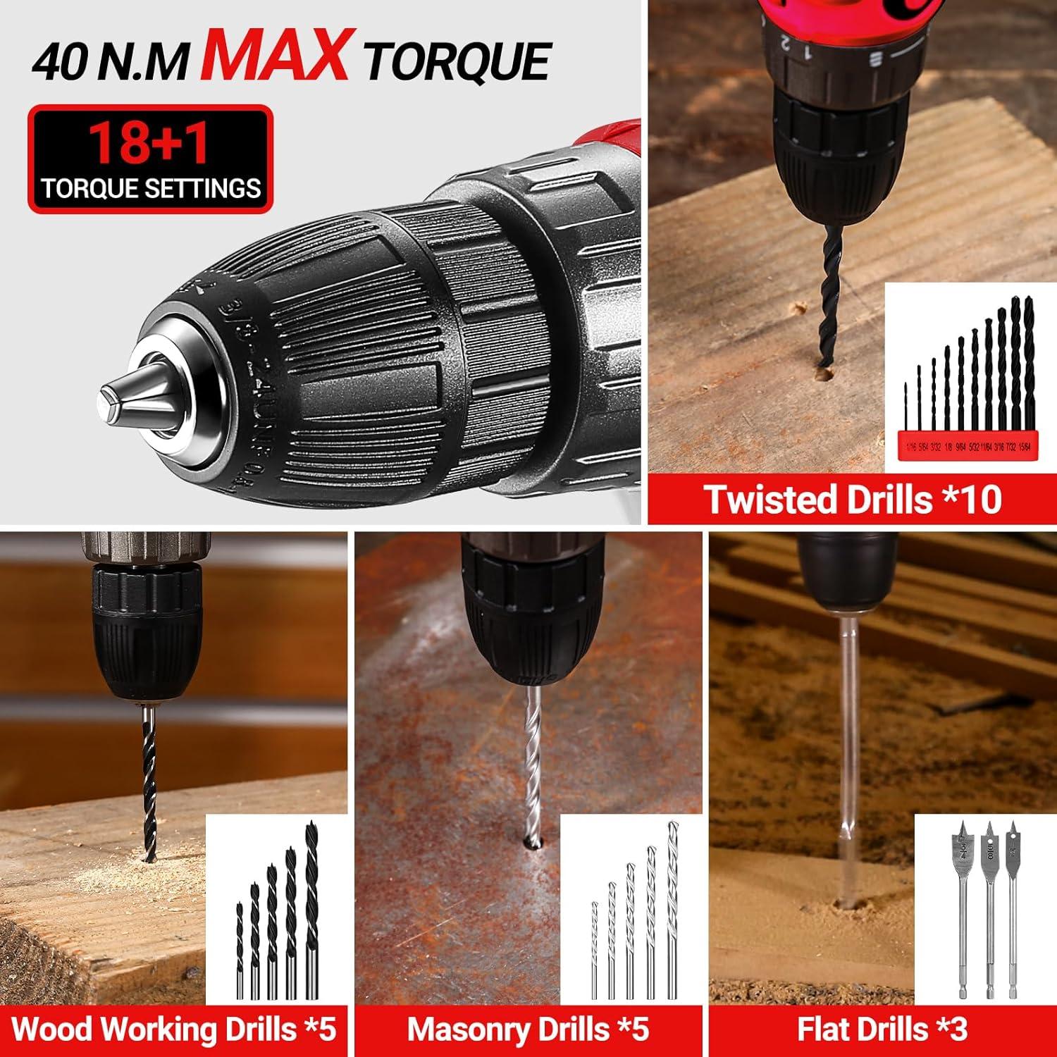 Juego de herramientas DEKOPRO 20V taladro eléctrico portátil