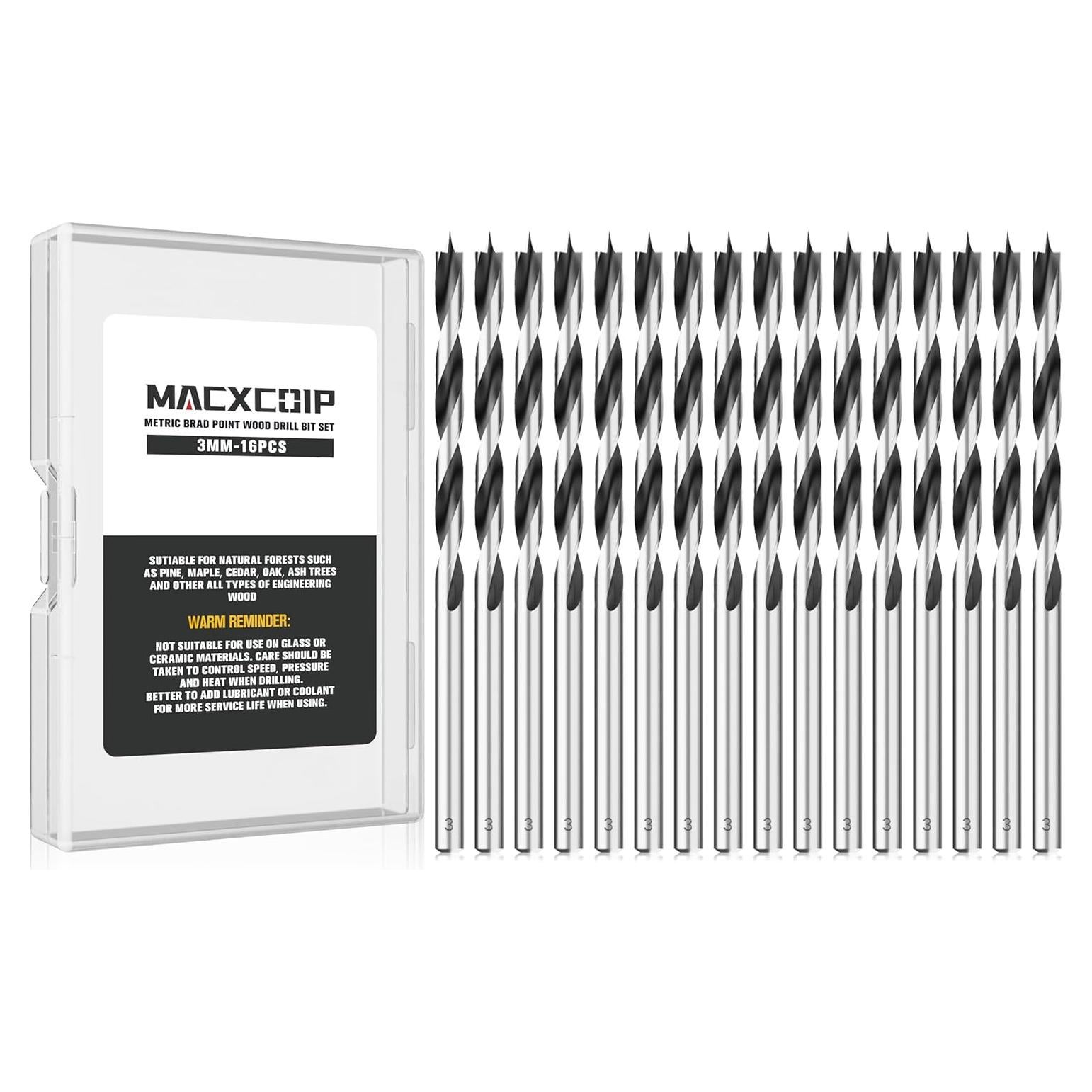 Juego de Brocas de Punta Brad 3MM MACXCOIP 16 Piezas Madera