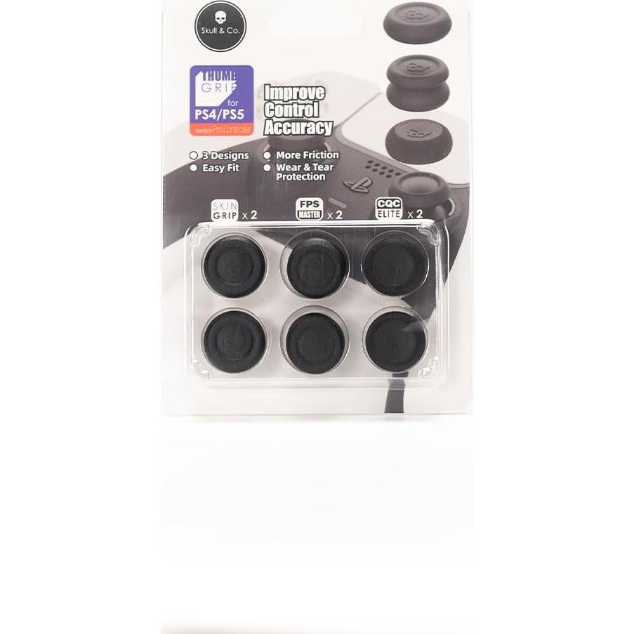 Agarres de Pulgar Skull & Co. para Controlador Pro Nintendo Switch y PS4/PS5 - Negro, 6 Piezas